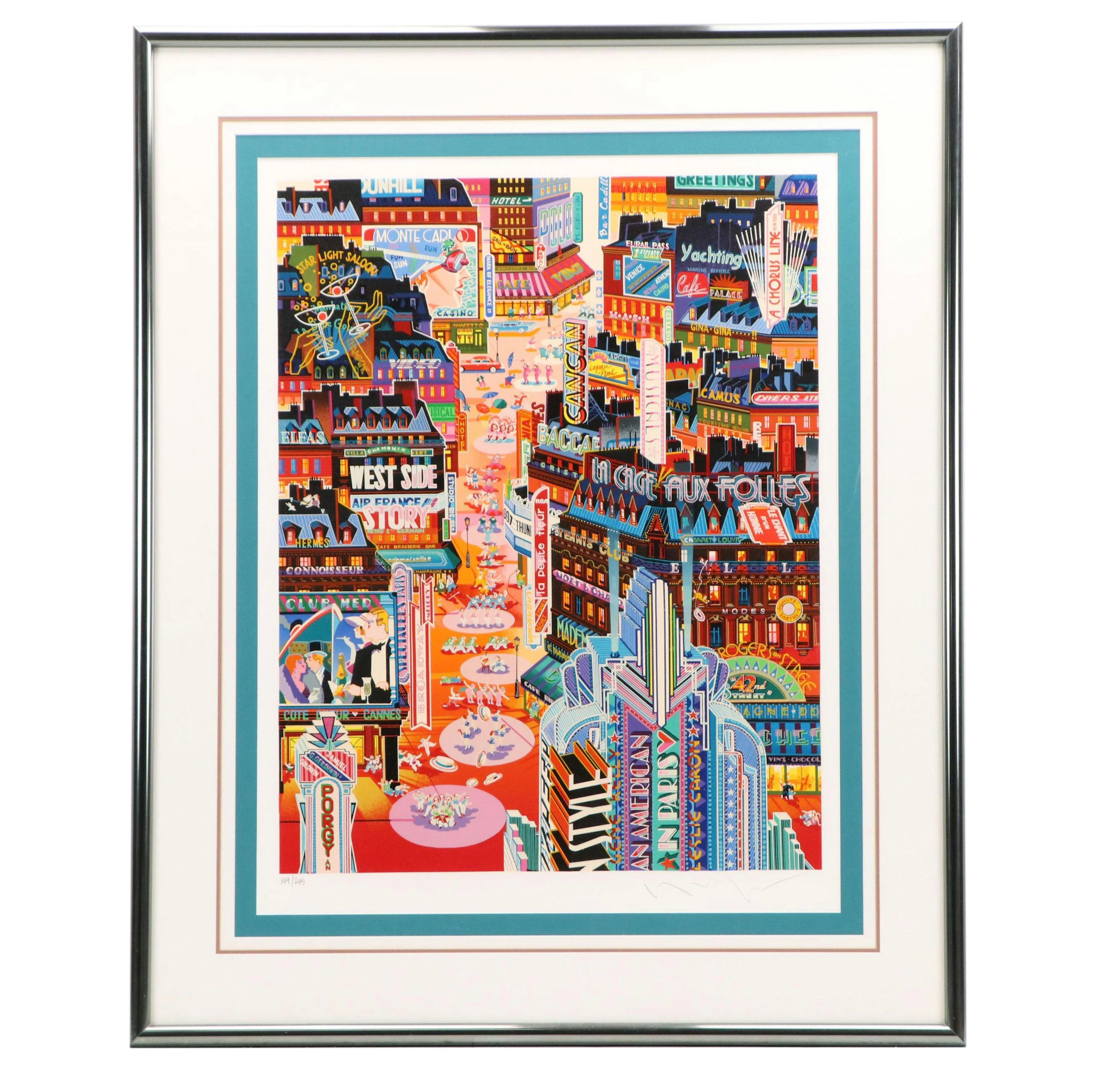 Hiro Yamagata Serigraph "An American In Paris," 1986