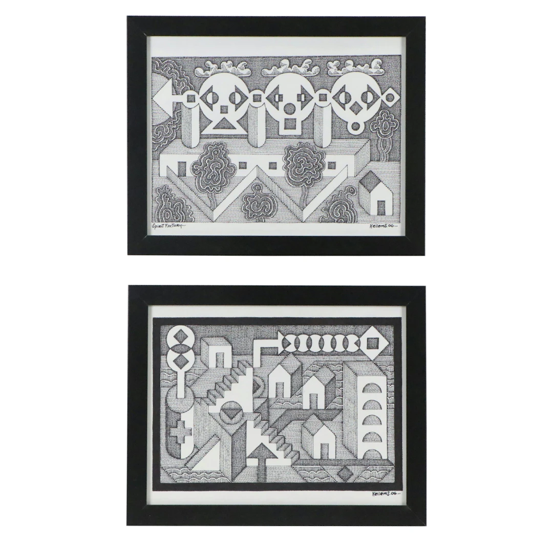 Jerry Quinton Kellems Figural Stylized Ink Drawings, 2006