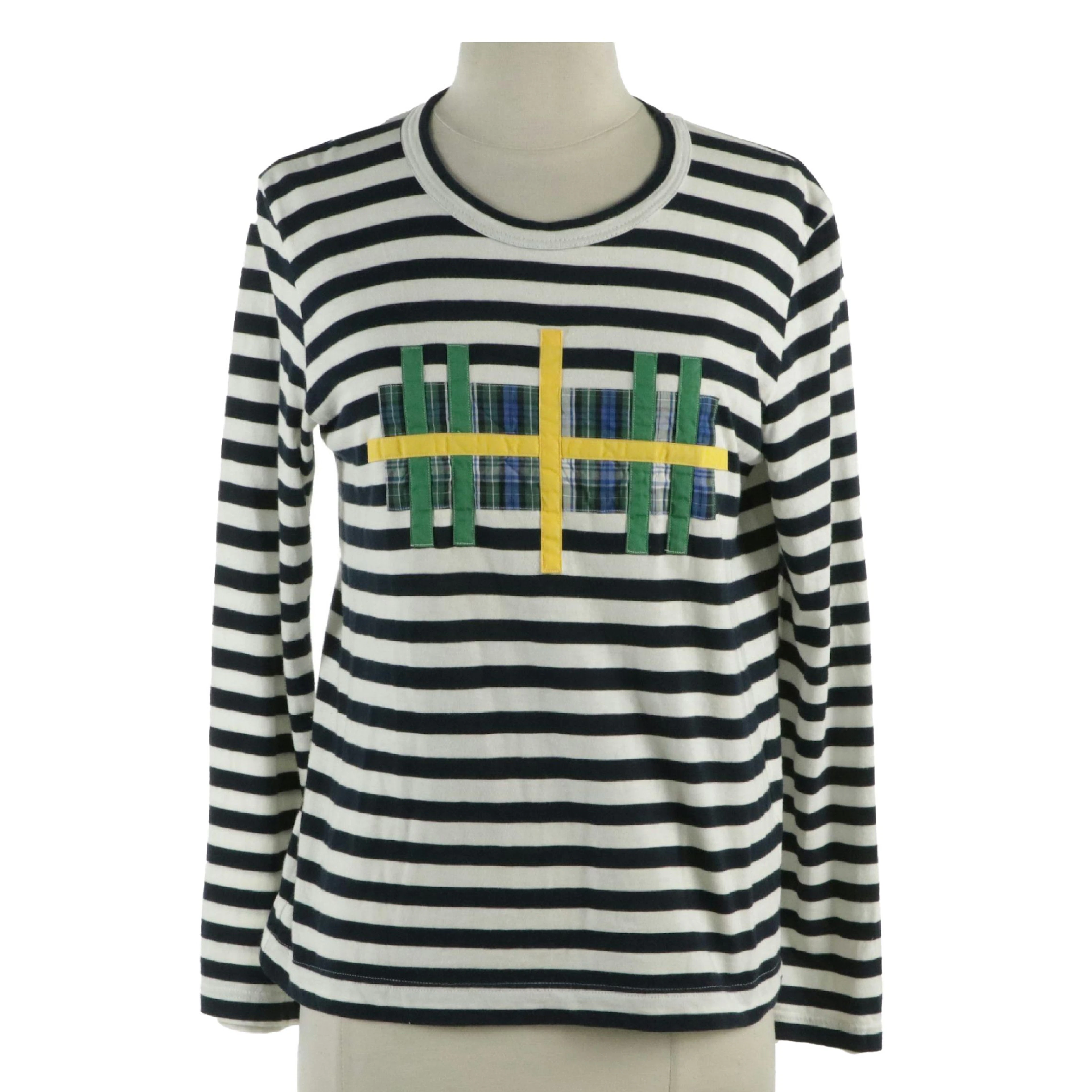 Comme des Garçons Shirt in Striped Cotton with Madras Patch