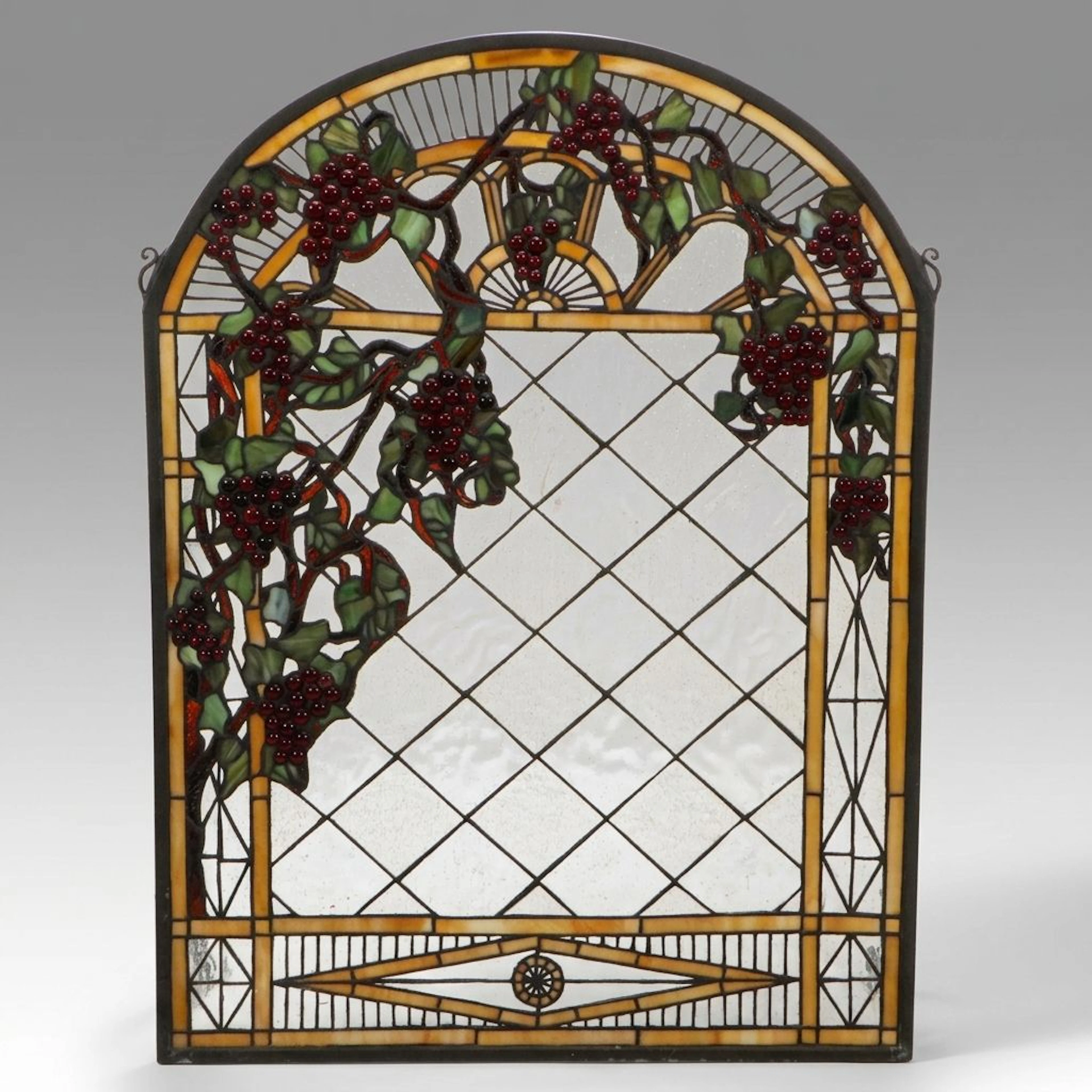 Meyda Style Grape Diamond Trellis Stained Glass Panel