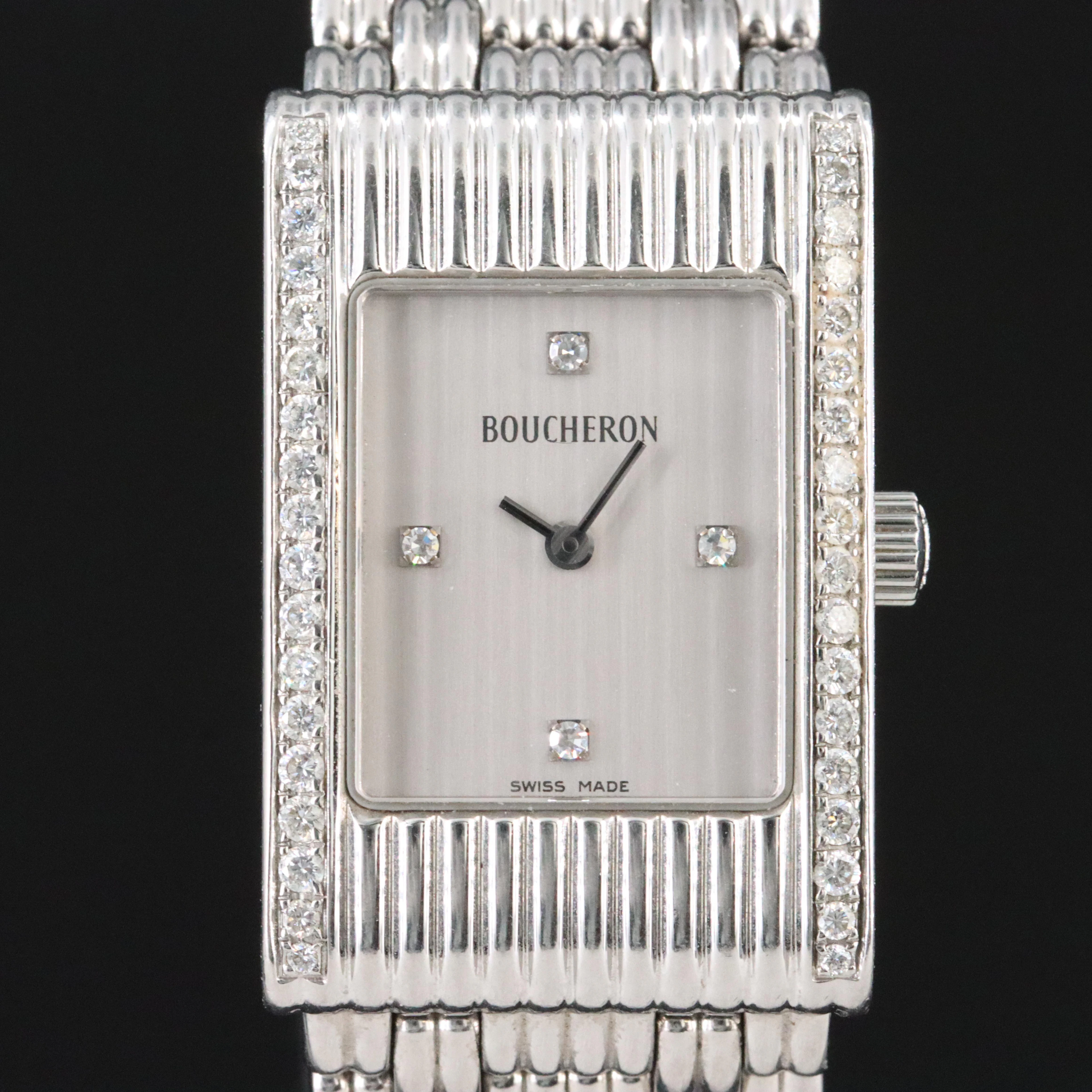 Boucheron Reflex Diamond Set 21x32mm Steel Quartz Watch AK424301