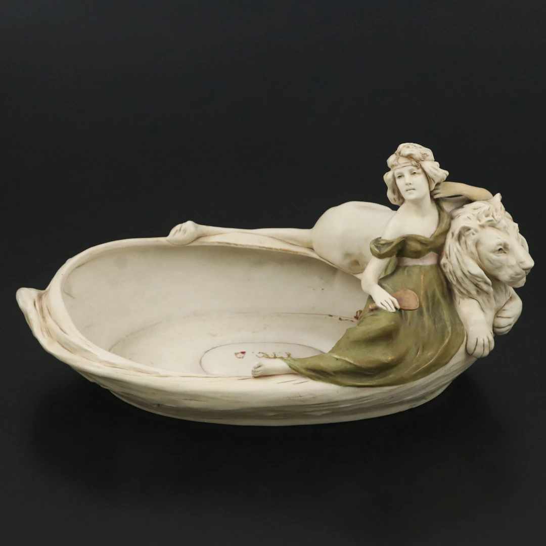 Royal Dux Porcelain Art Nouveau Style Figural Centerpiece Bowl