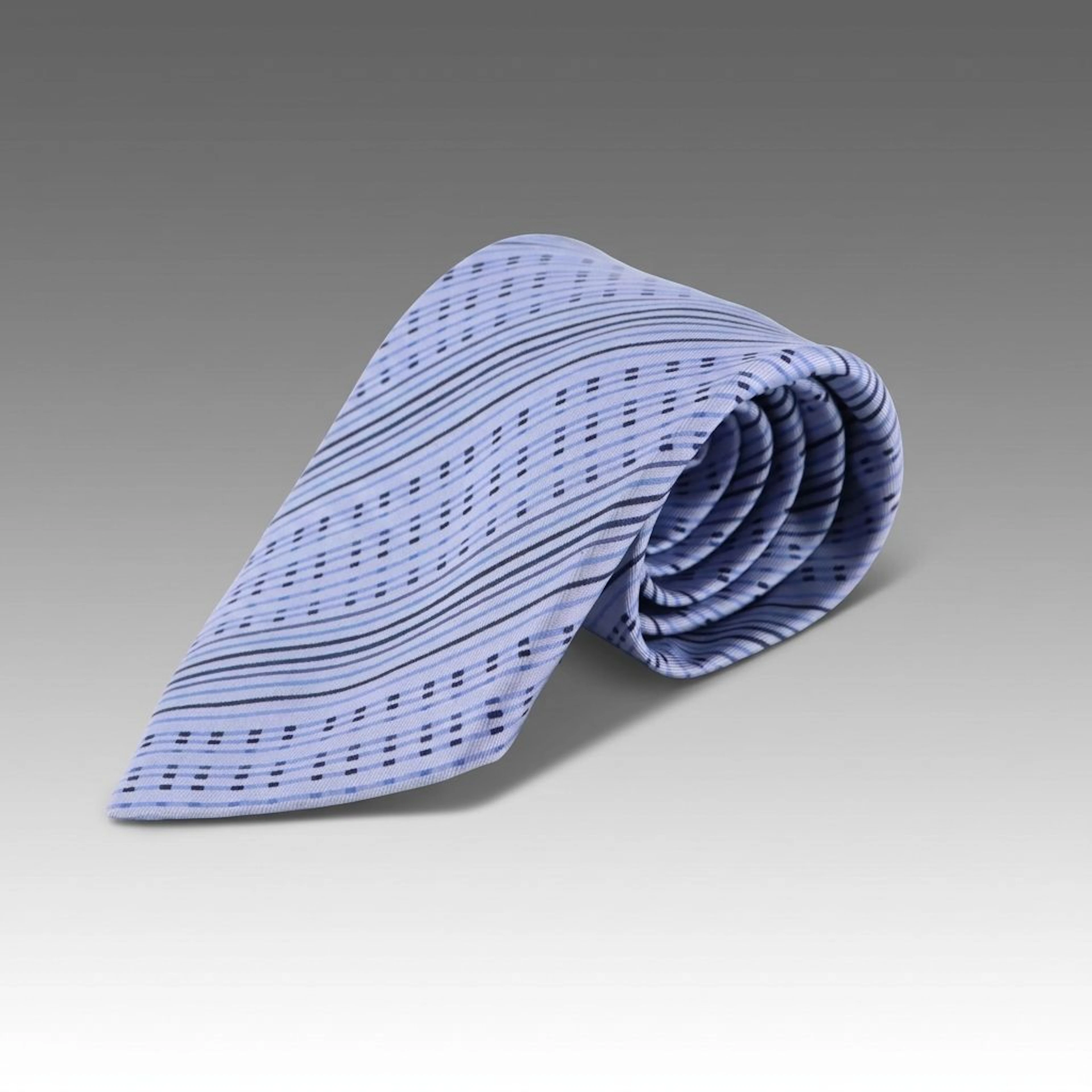 Hermès Tonal Blue Stripe Pattern Necktie in Silk Twill