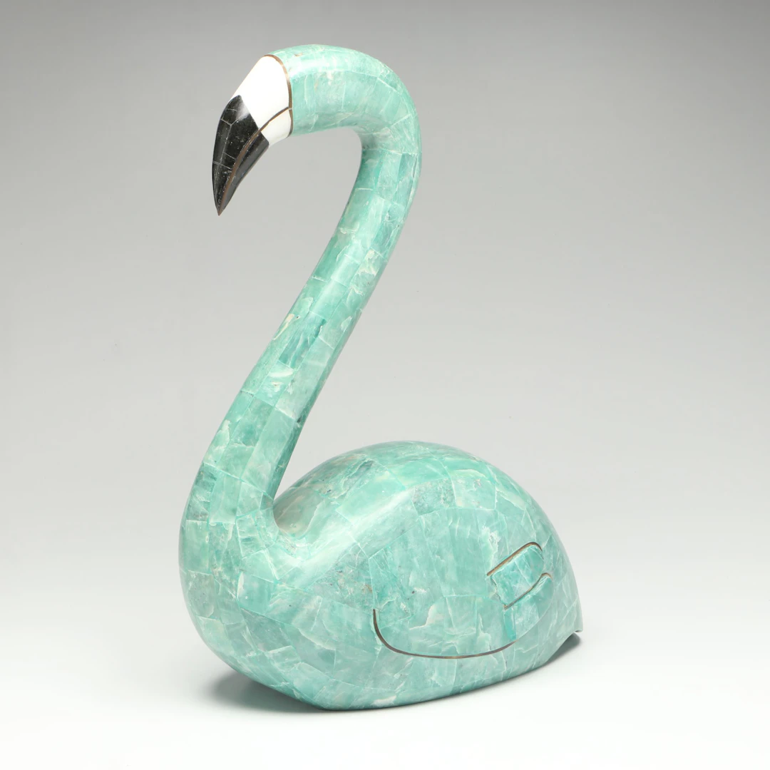 Fluorite, Obsidian and Quartz Tiled Flamingo