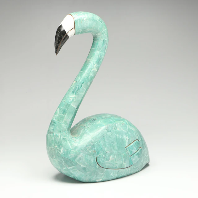 Fluorite, Obsidian and Quartz Tiled Flamingo