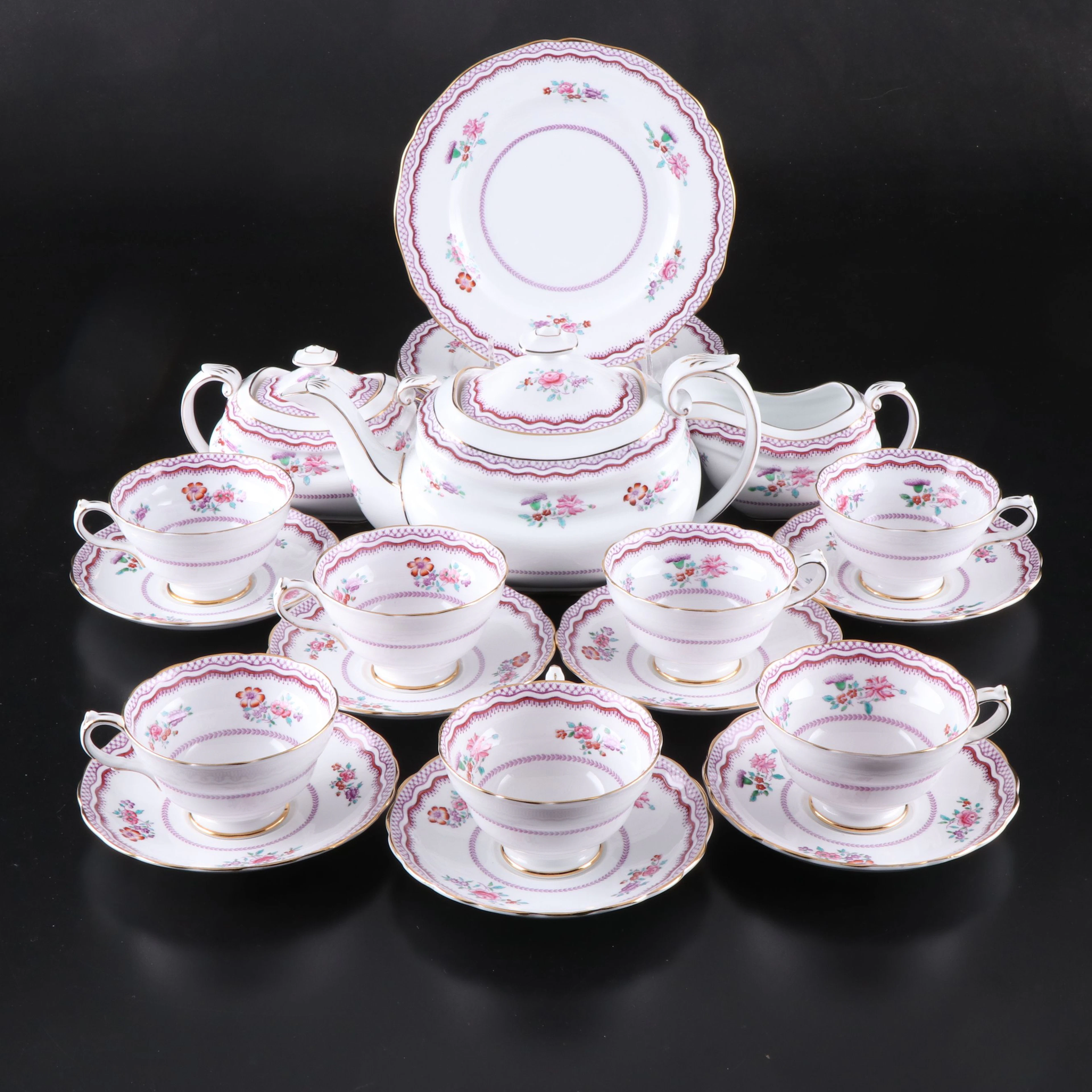 Spode Copeland "Sheraton Designs" Tea and Dessert Set, Late 19th/Early 20th C.