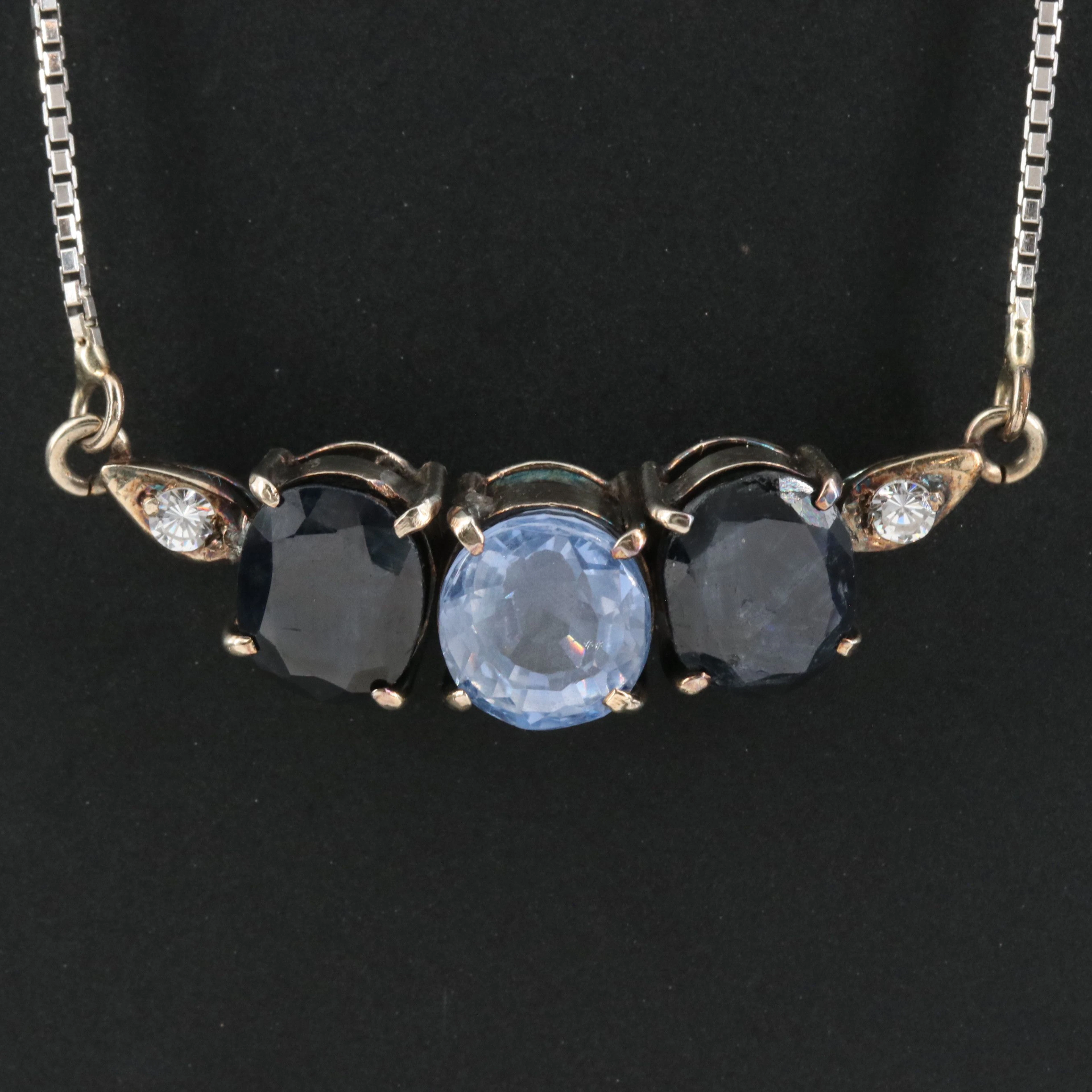 14K 6.12 CTW Sapphire and CZ Necklace