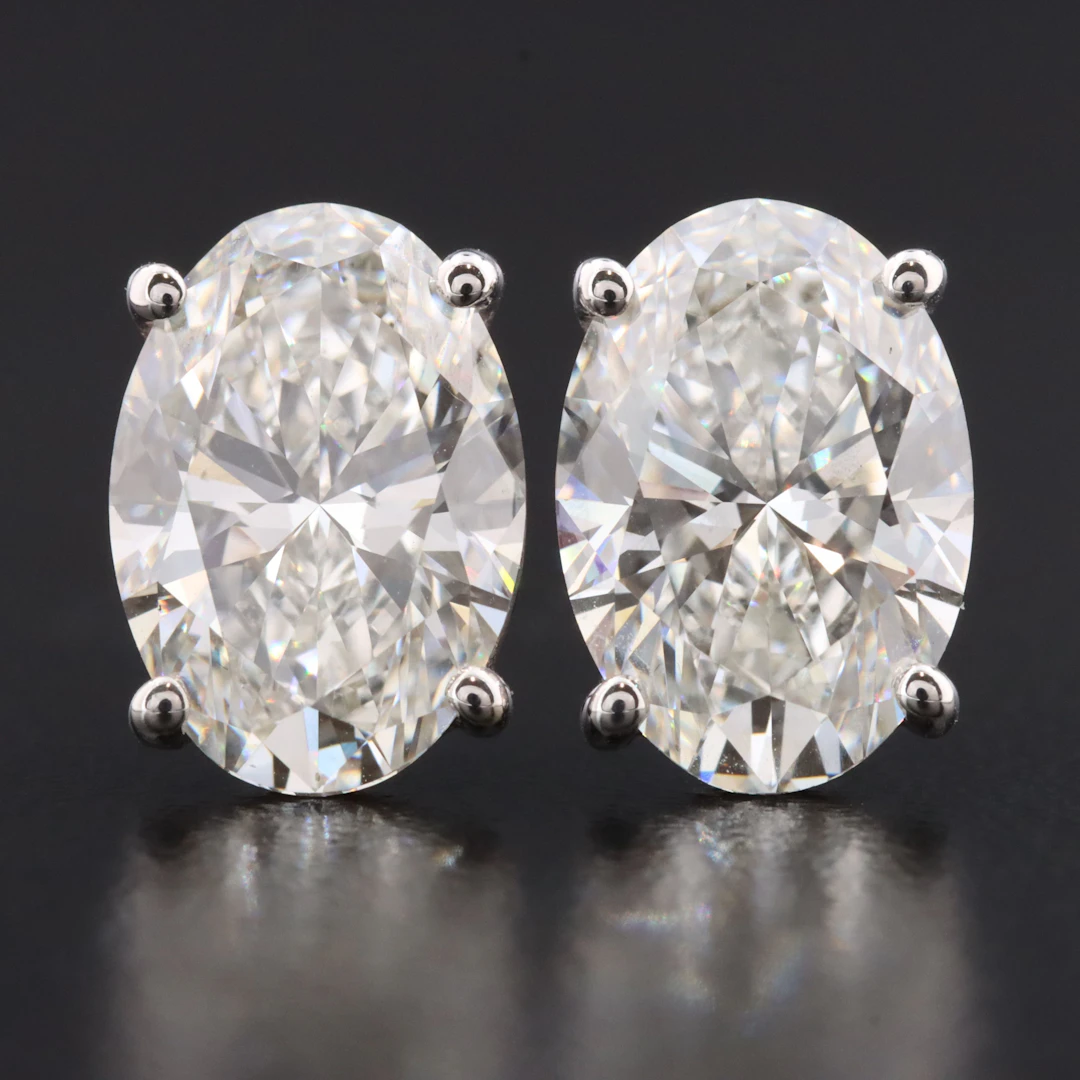 14K 3.00 CTW Lab Grown Diamond Solitaire Stud Earrings with IGI Reports