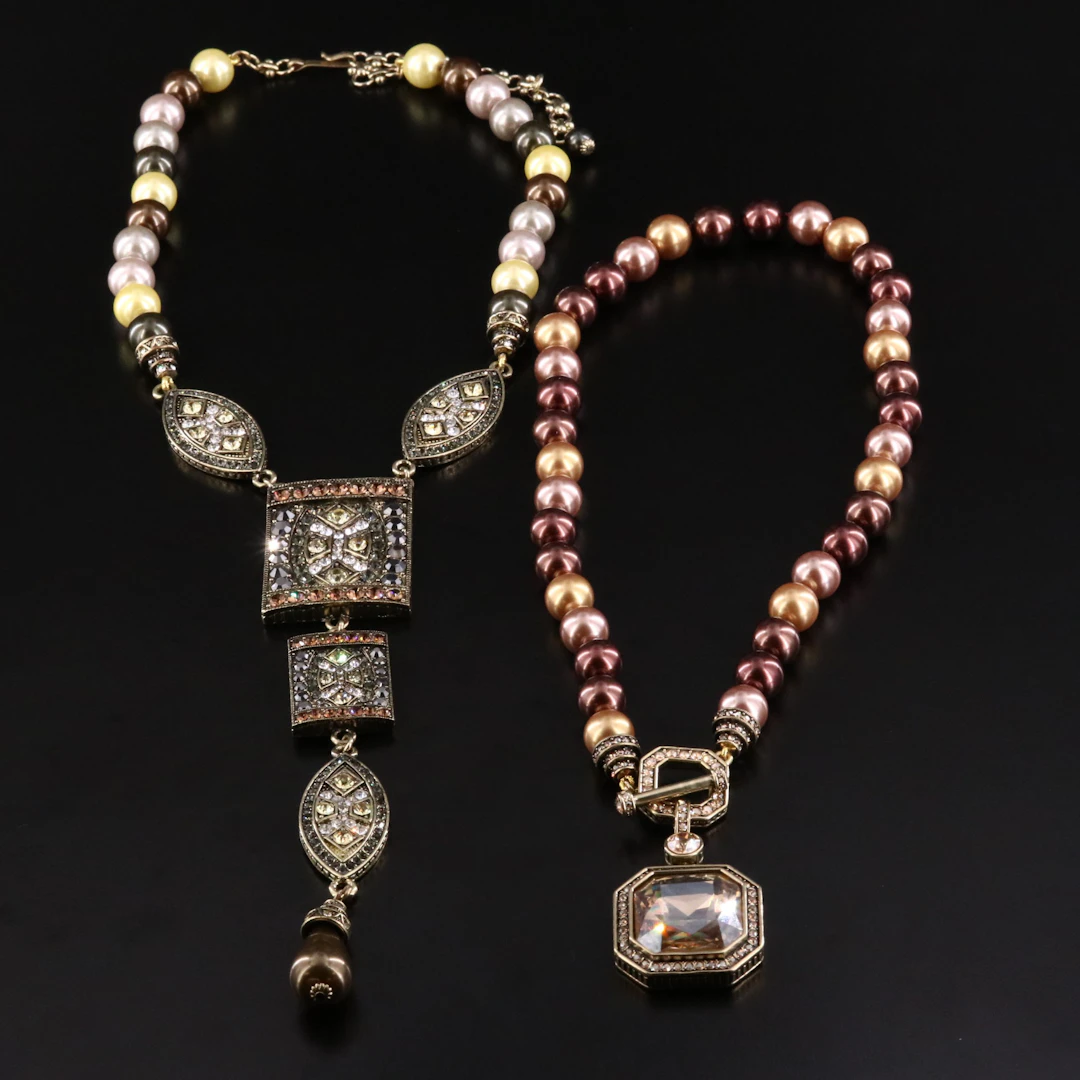 Heidi Daus Faux Pearl and Rhinestone Necklaces
