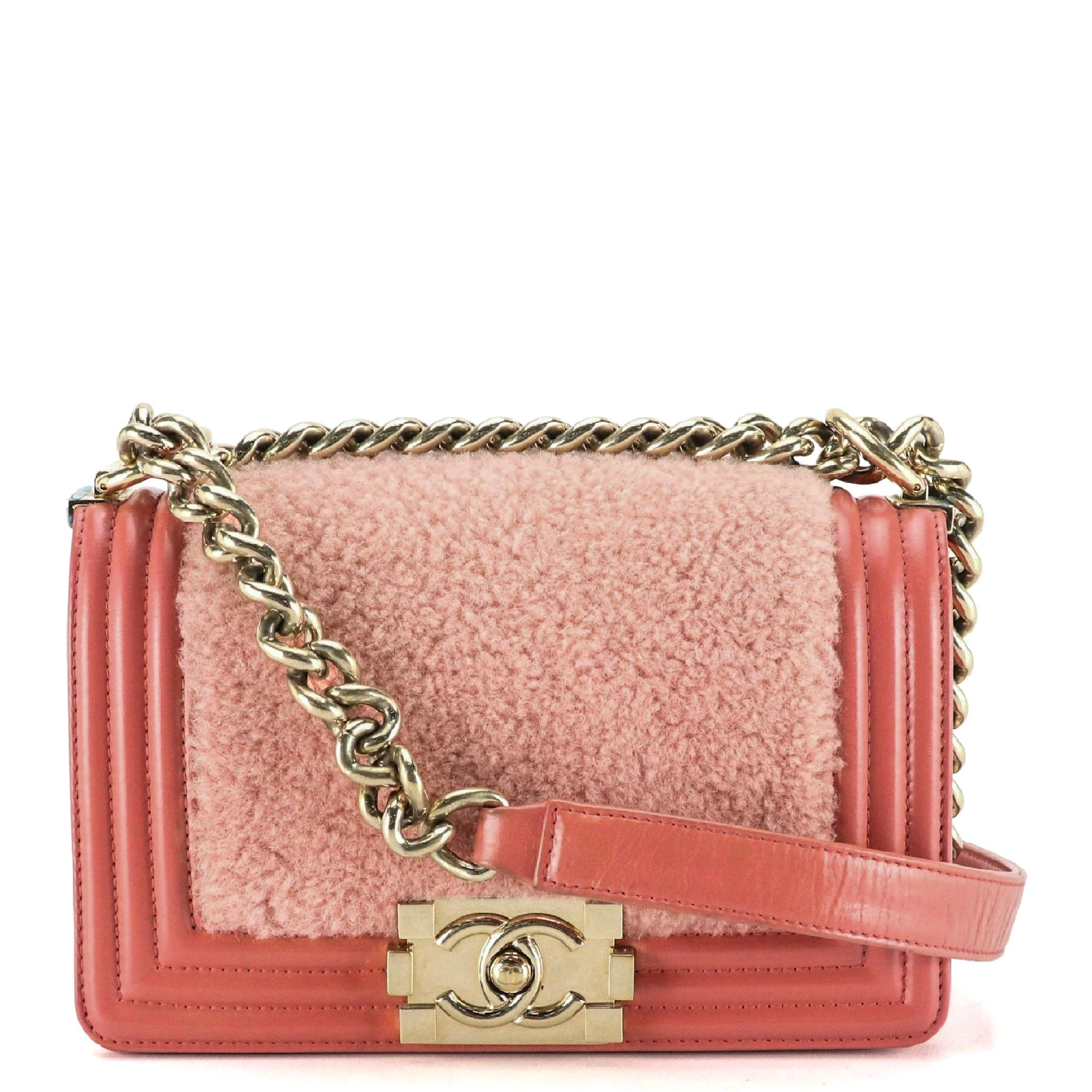 Chanel Small Boy Bag in Rose Pink Leather and Light Pink Shearling