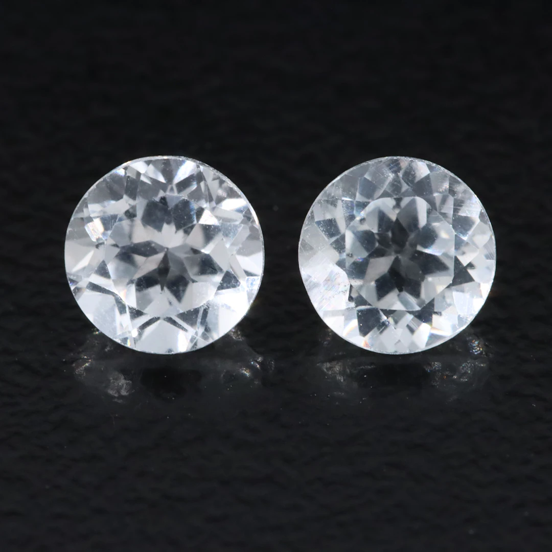 Loose 2.07 CTW White Topaz Pair
