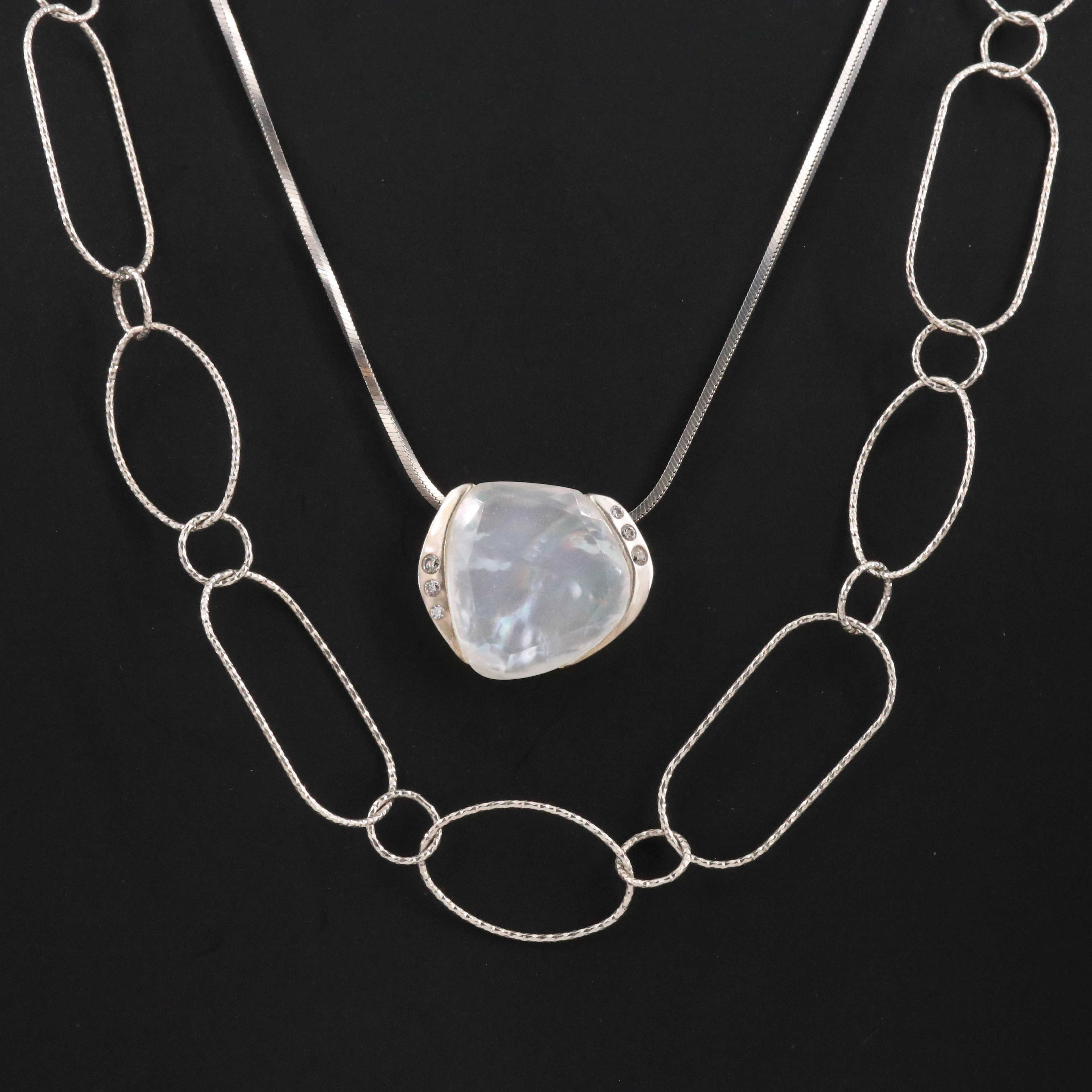 Sterling Silpada Necklaces Featuring Quartz and Mother-of-Pearl Doublet