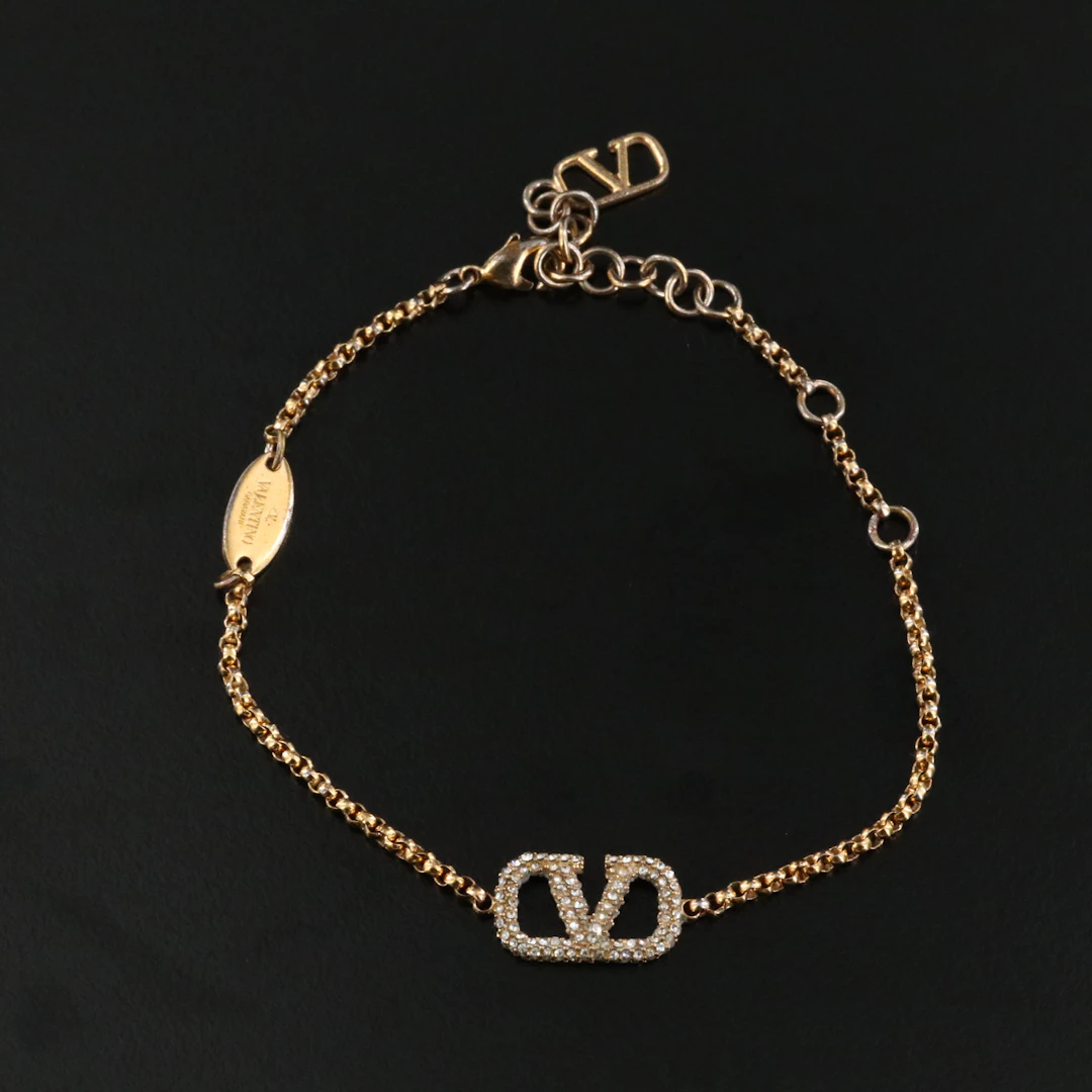Valentino Garavani Crystal V Station Bracelet