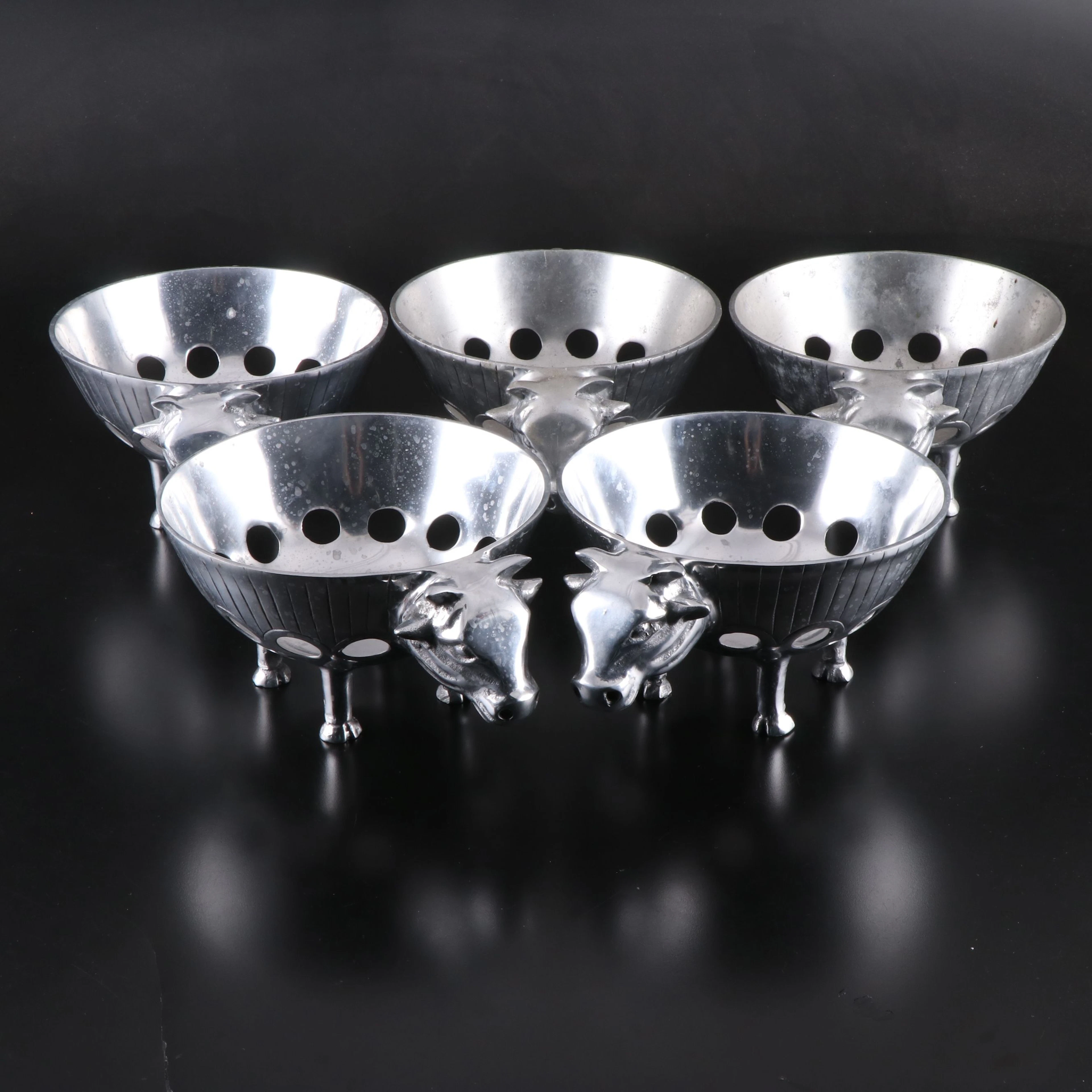 Cast Aluminum Footed Cow Bowls