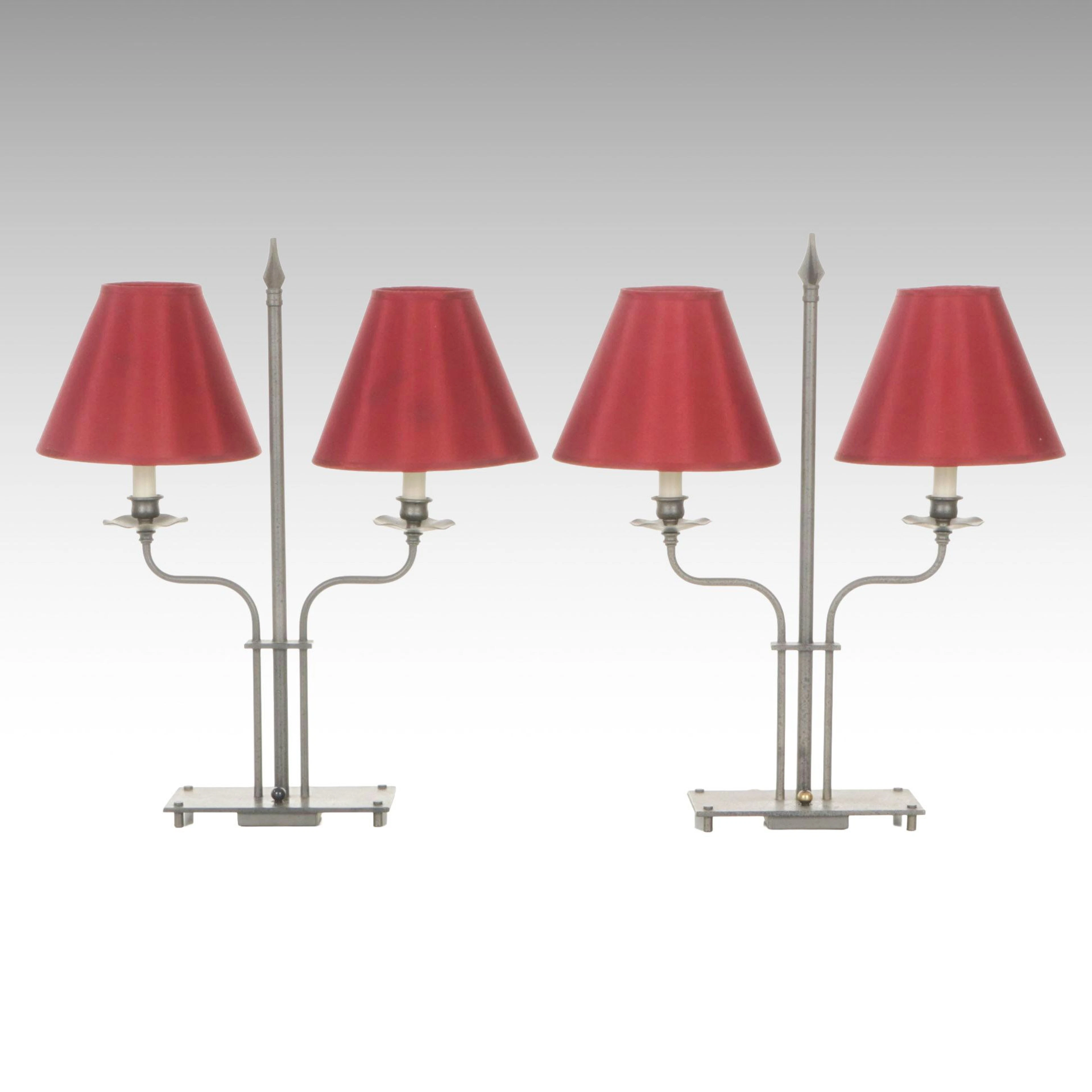 Pair of Contemporary Bouillotte Style Table Lamps, 2002
