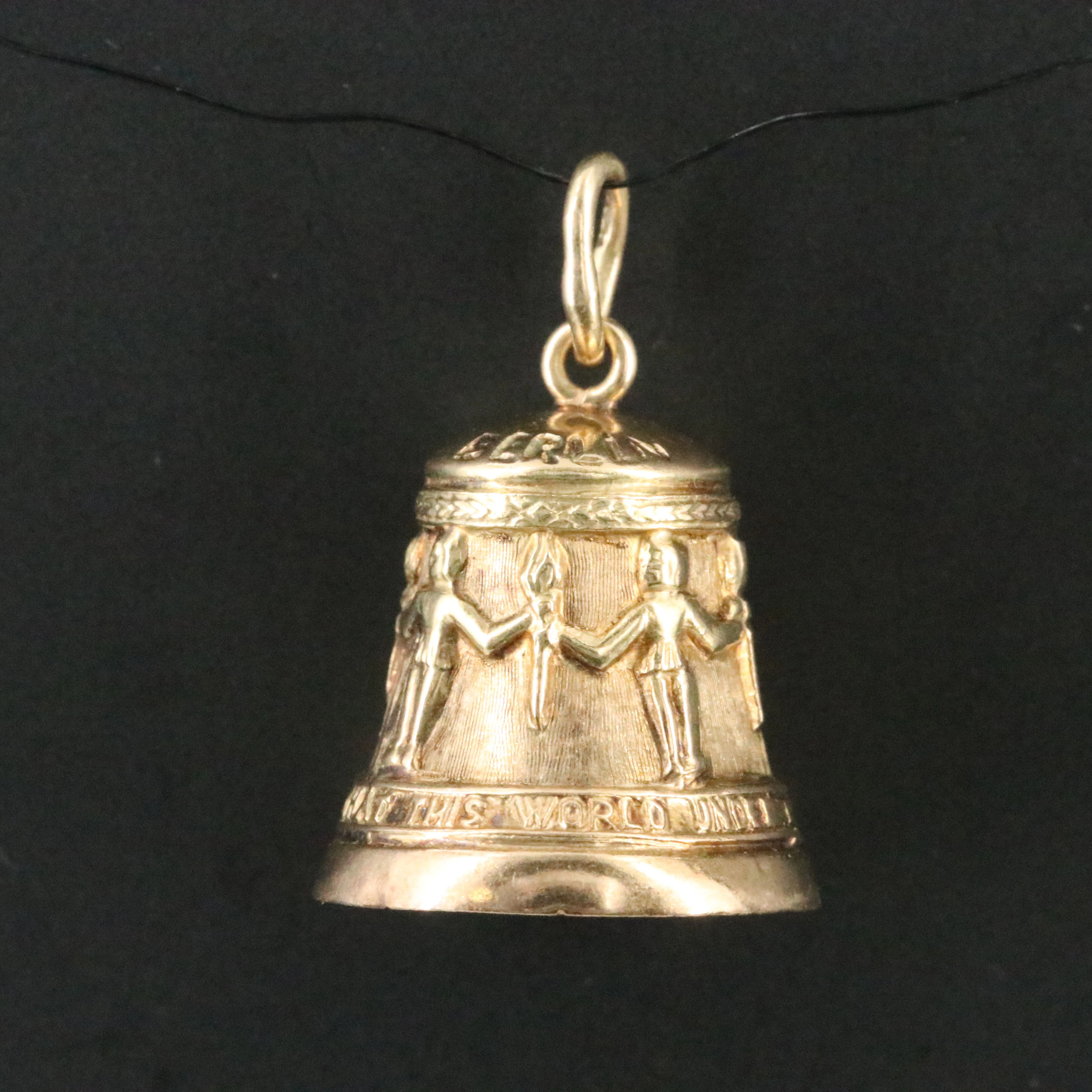 Italian 14K Berlin Freedom Bell Articulated Charm Pendant