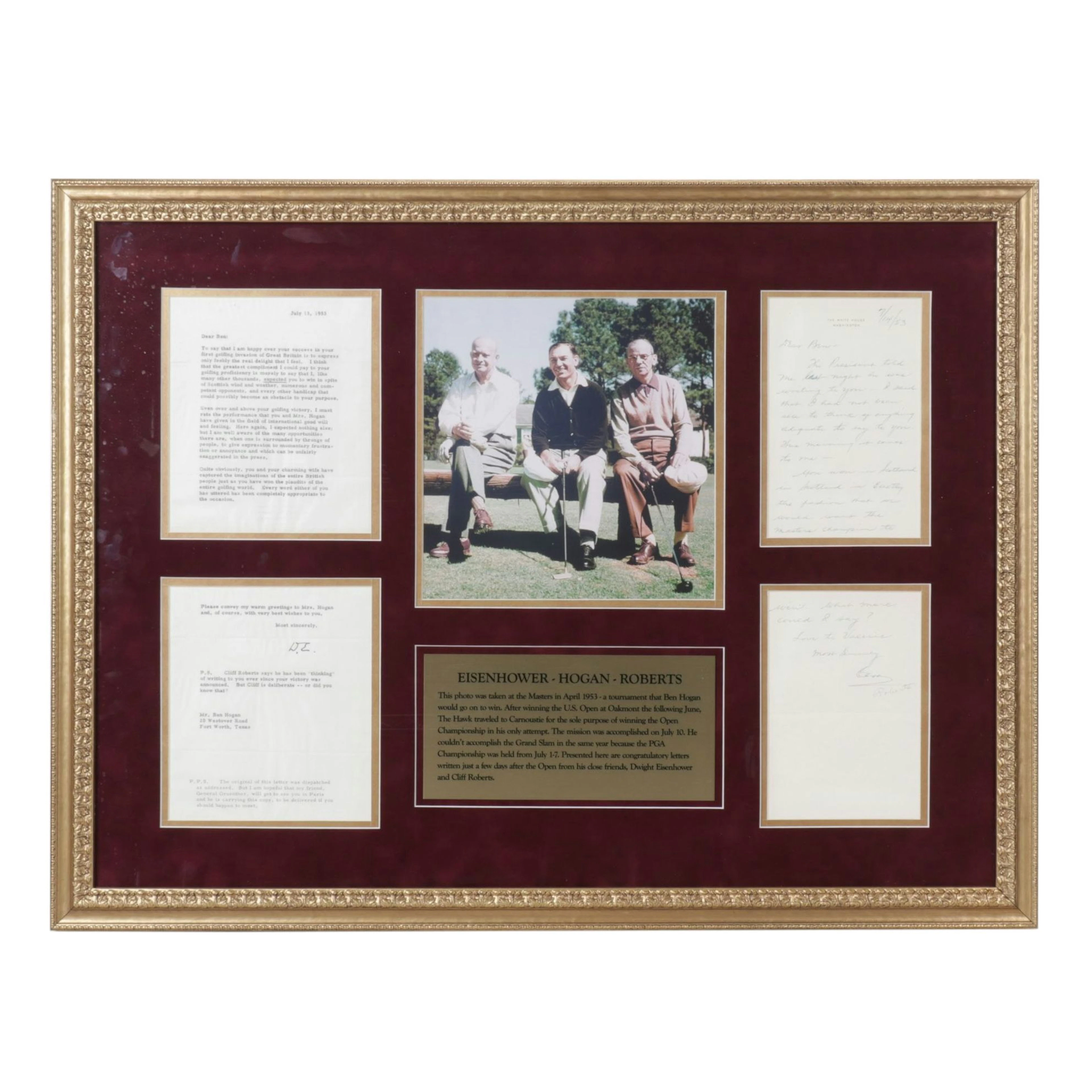 Dwight Eisenhower and Cliff Roberts Signed Letters to Ben Hogan, 1953
