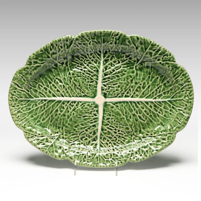 Portuguese Majolica Cabbage Platter