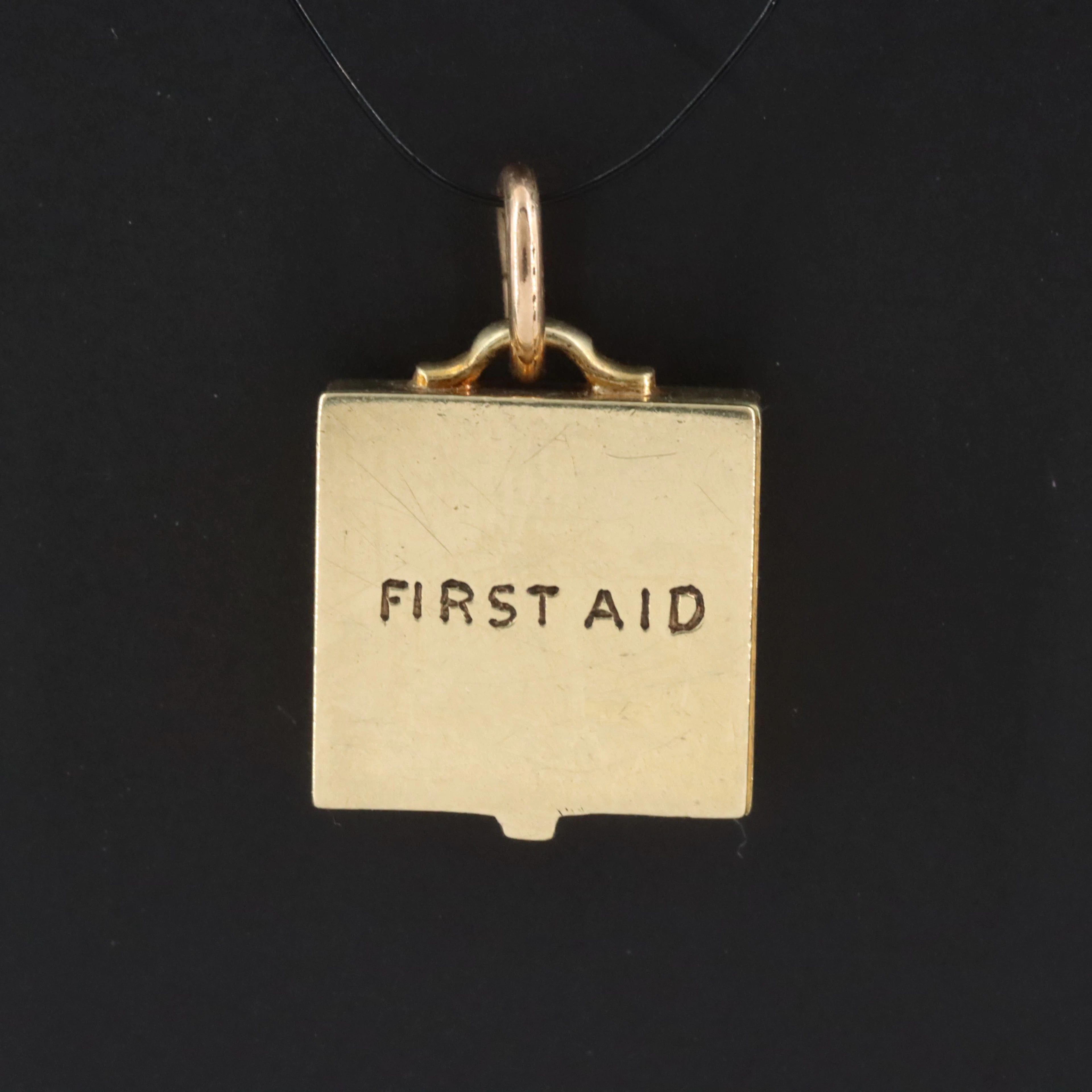 Vintage Sloan & Co. 14K Enamel First Aid Kit Charm Pendant