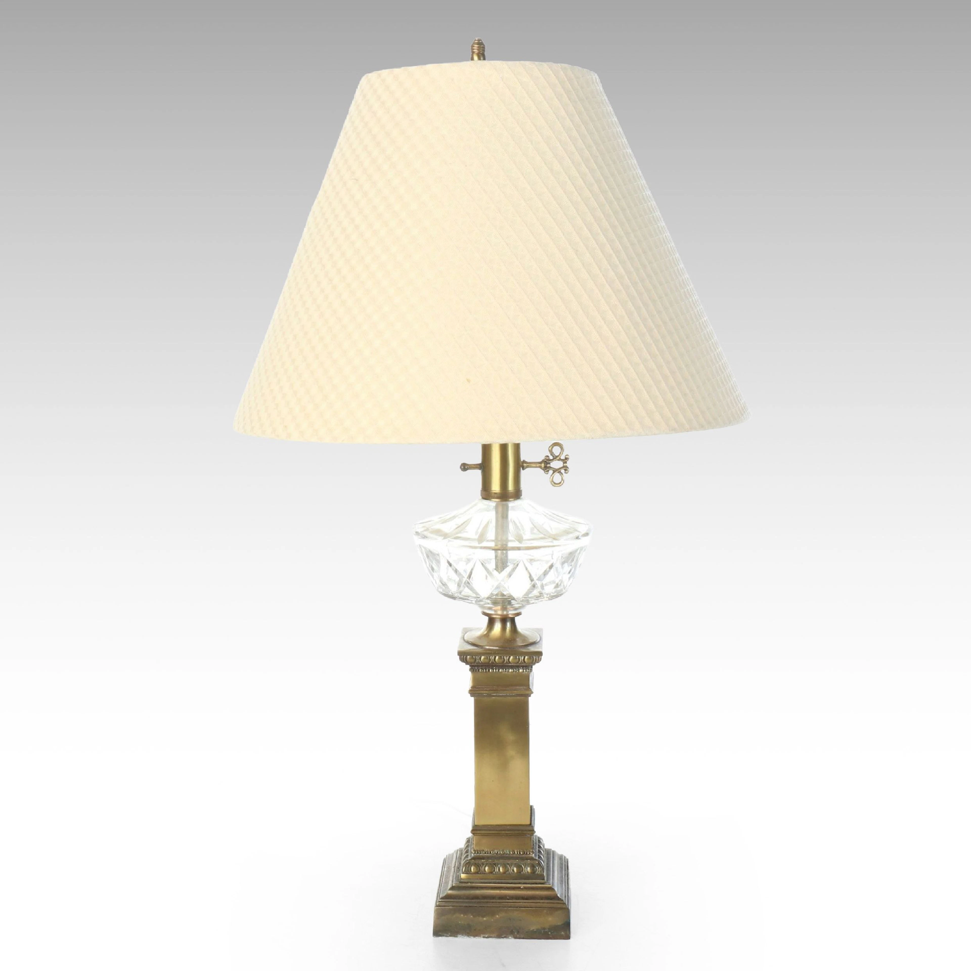 Neoclassical Style Brass and Glass Oil Lantern Style Table Lamp