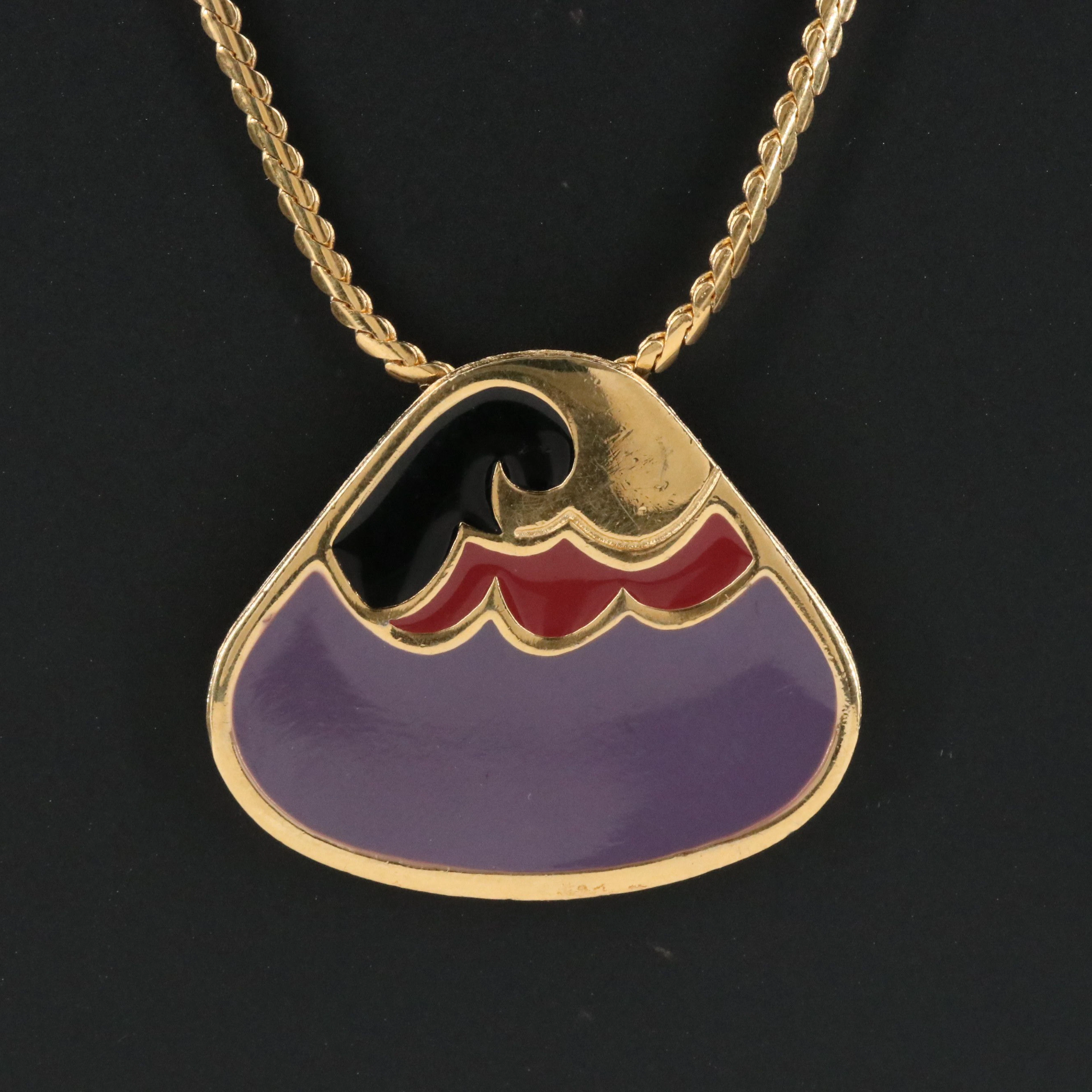 Vintage Givenchy Enamel Pendant Necklace