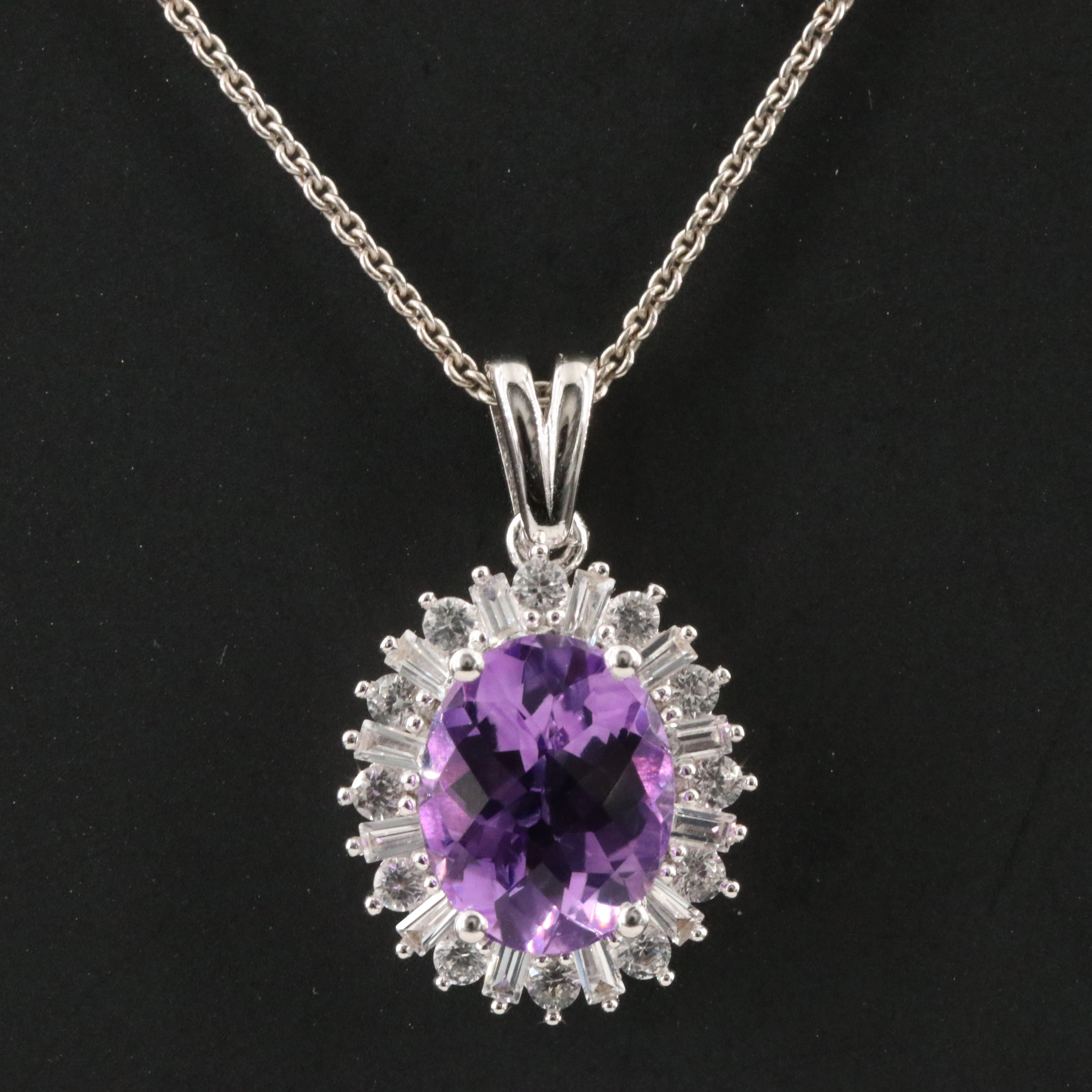 Sterling Amethyst and White Topaz Necklace