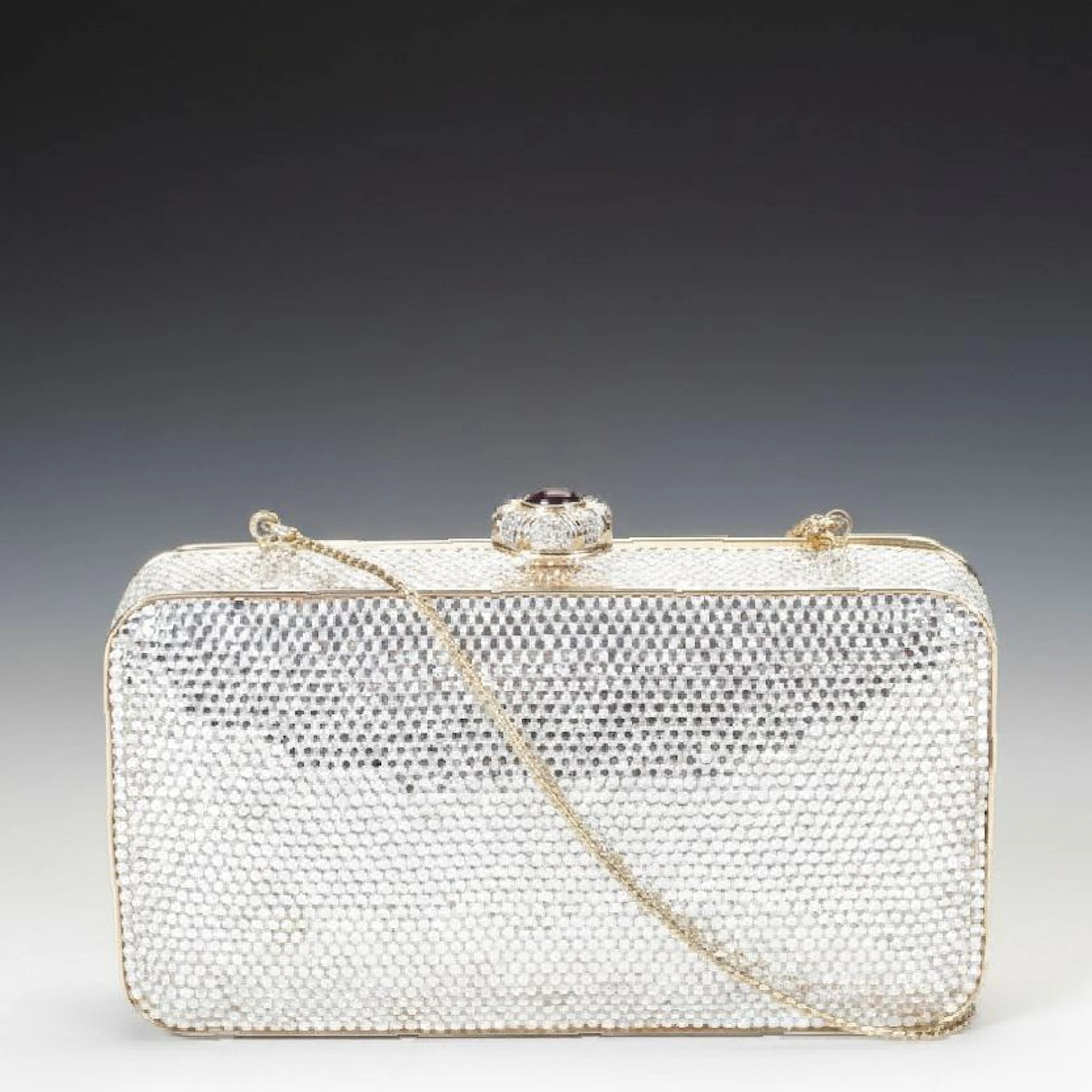 Judith Leiber Swarovski Crystal Embellished Minaudière with Chain Strap