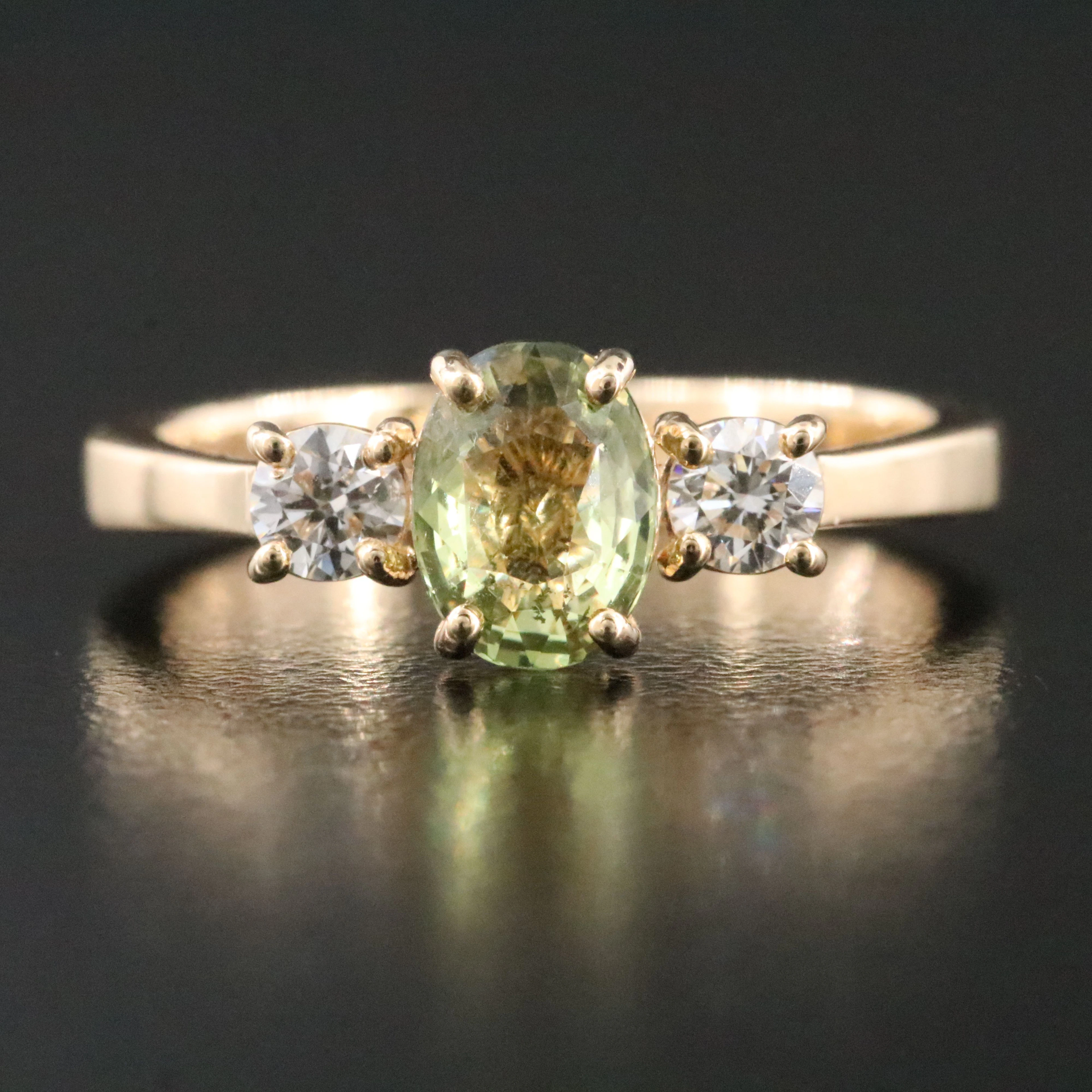 14K 1.05 CT Alexandrite and Diamond Ring with GIA Report