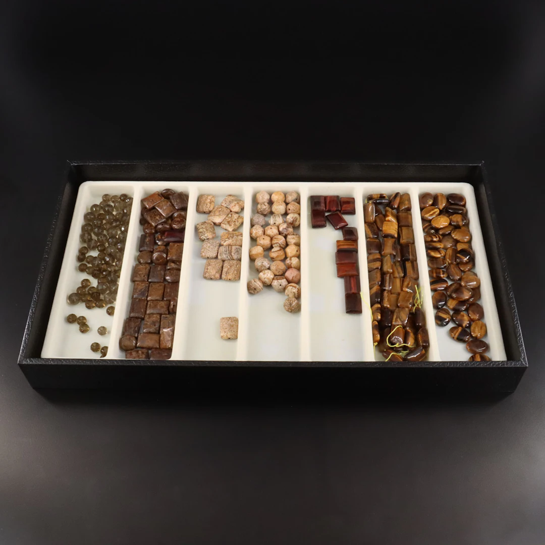 Loose Bead Lot Featuring Tiger's Eye, Bronzite and Glass