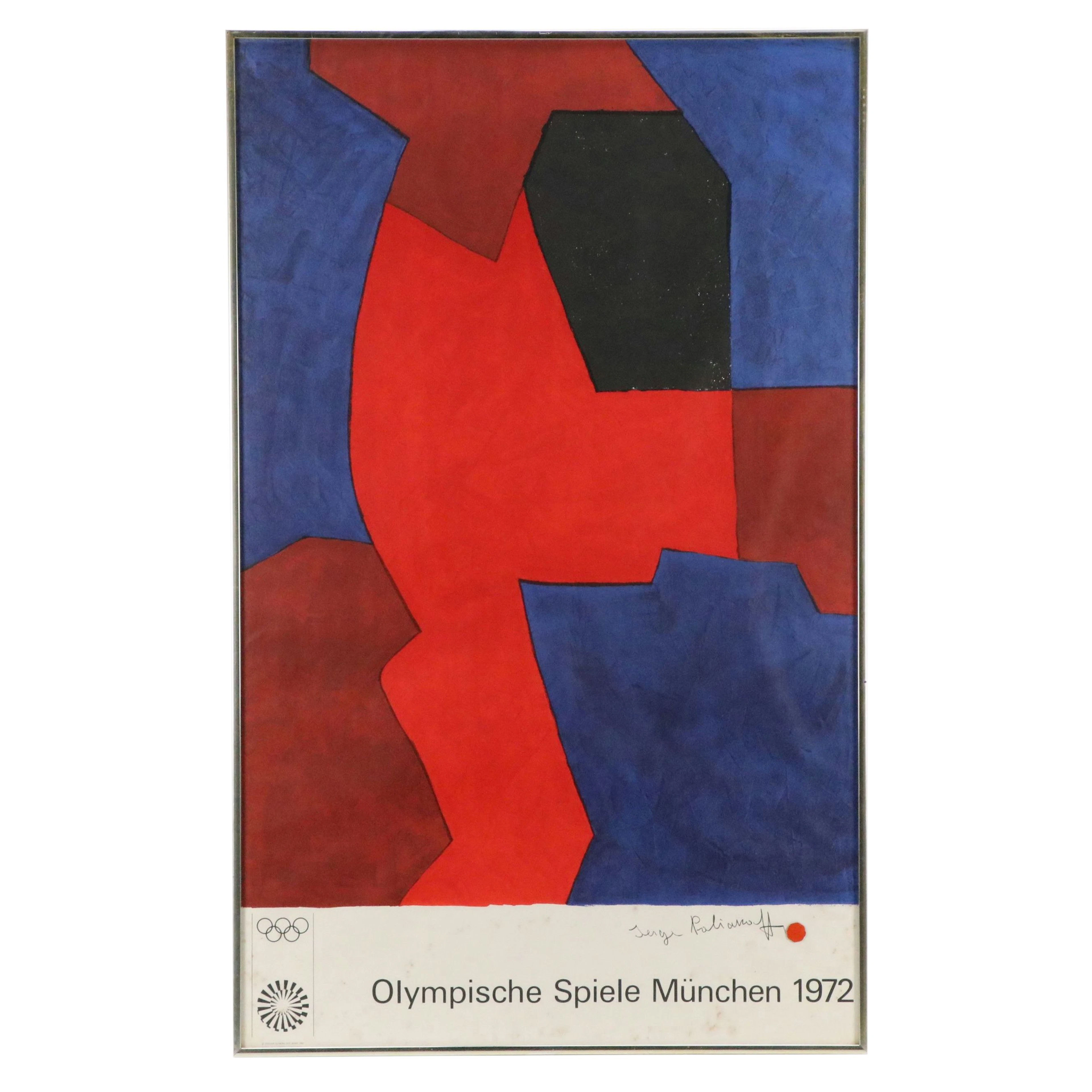 1972 Munich Olympics Offset Lithograph Poster After Serge Poliakoff
