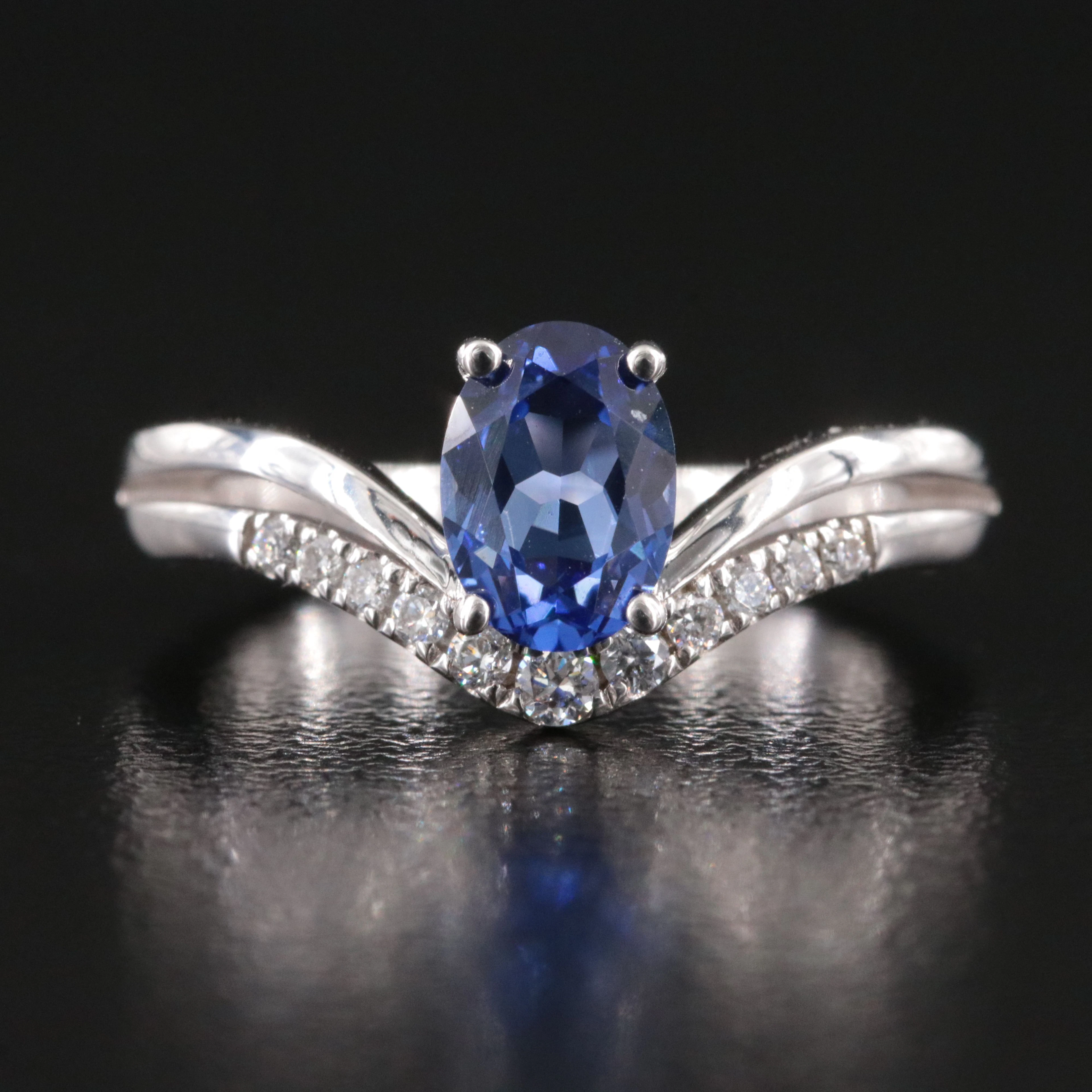 14K Sapphire and Diamond Aigrette Ring