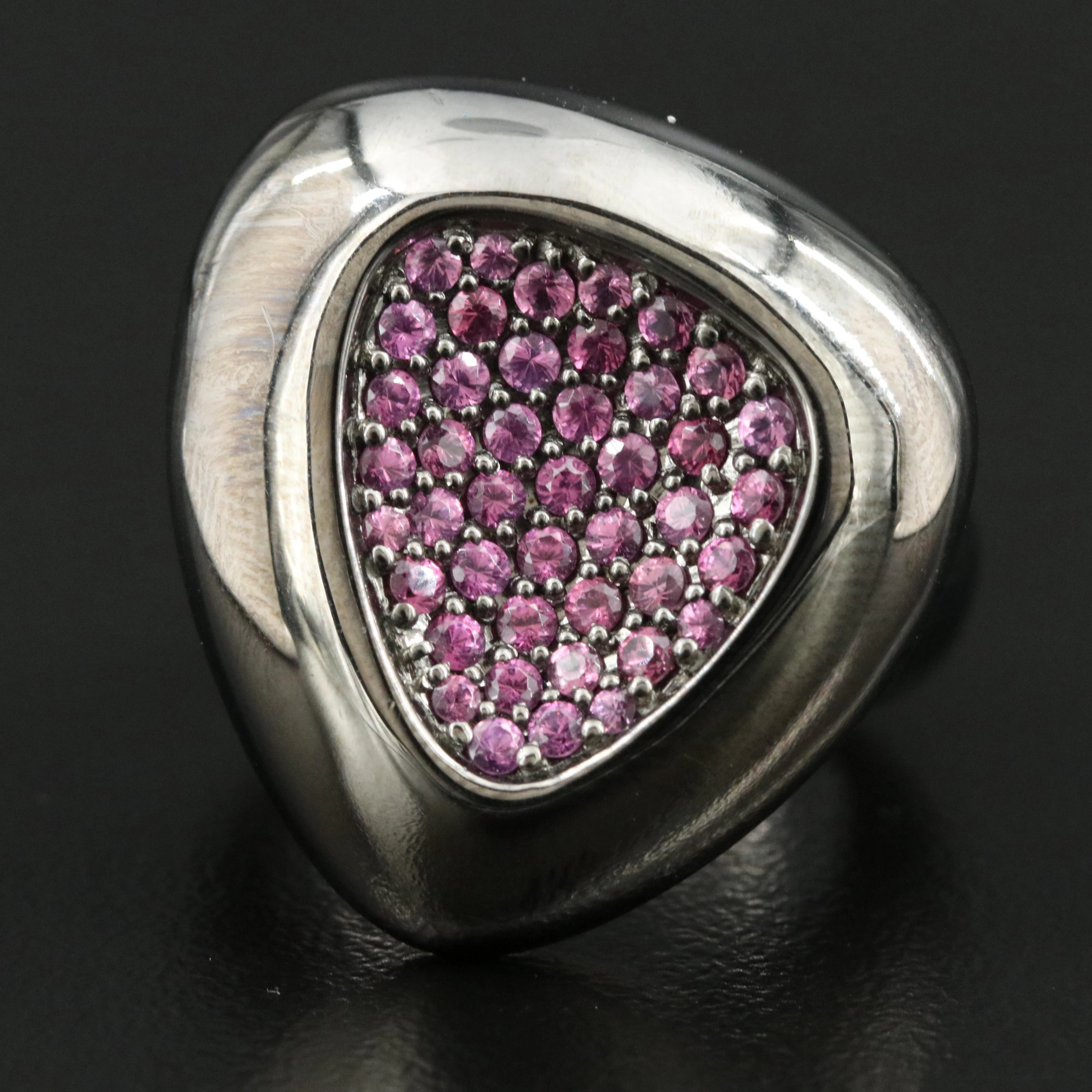 Roberto Coin Capri Plus Sterling and Rhodolite Garnet Ring with Ruthenium