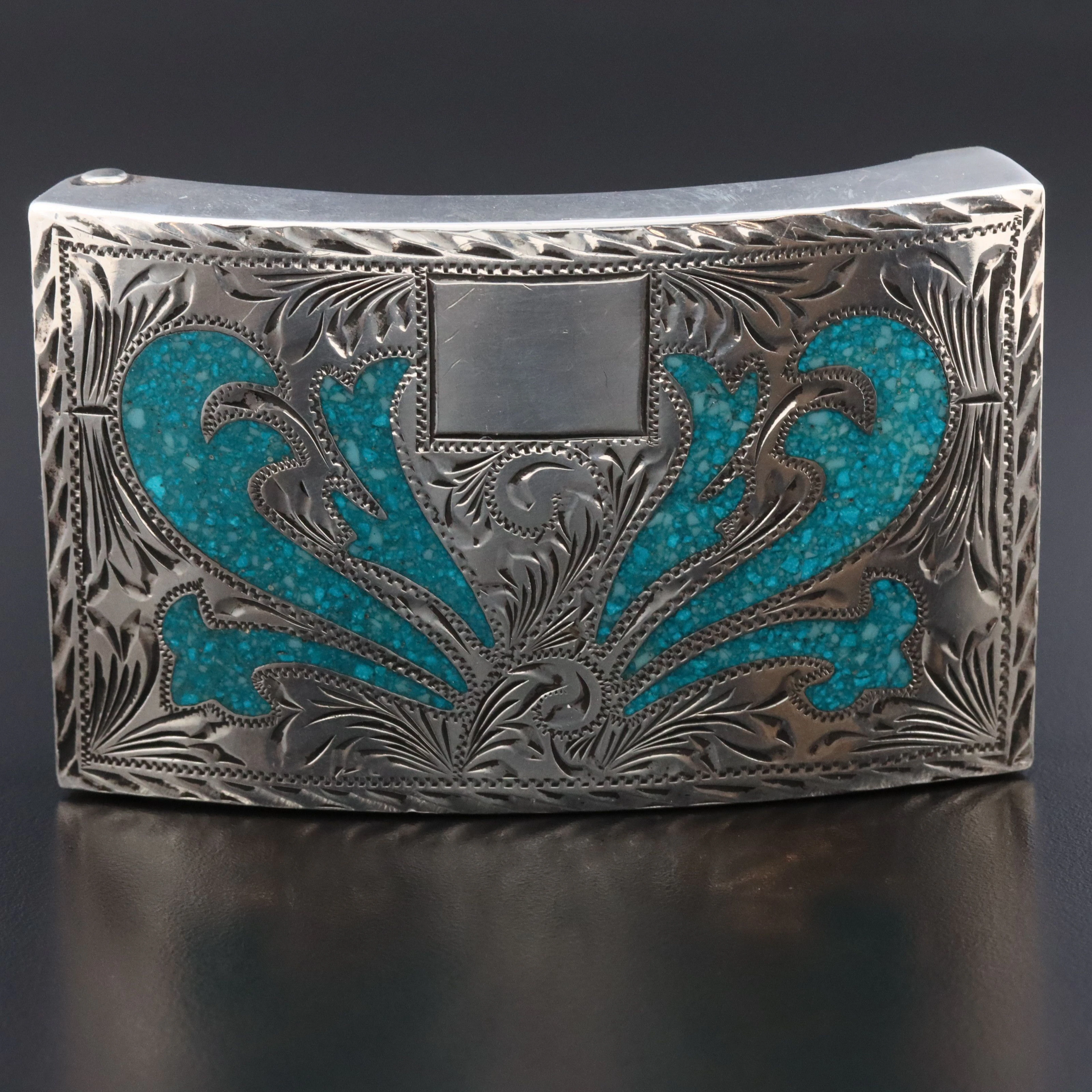 Plata De Jalisco Sterling Inlay Belt Buckle