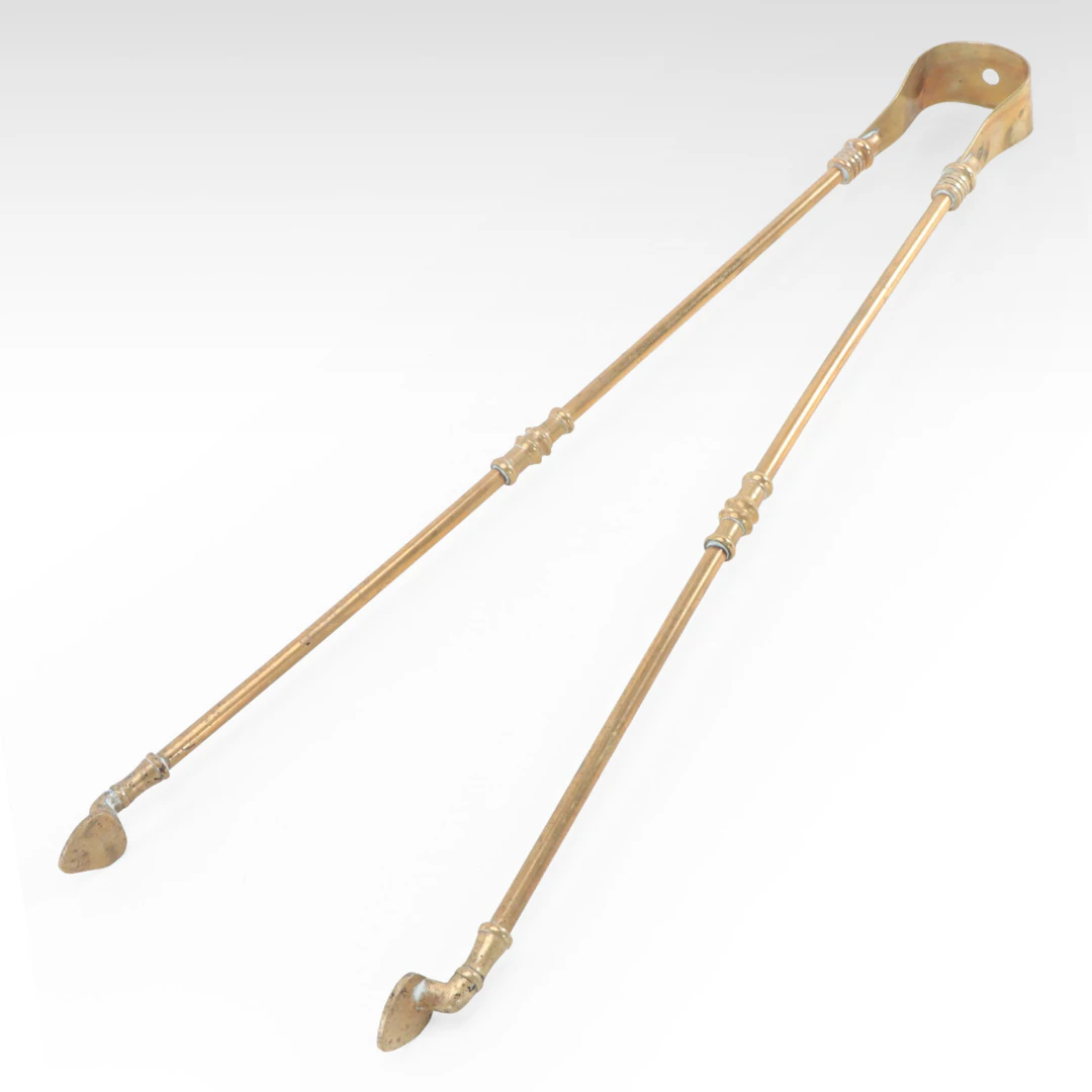 Victorian Ornate Brass Fireplace Tongs, Late 19th/Early 20th Century