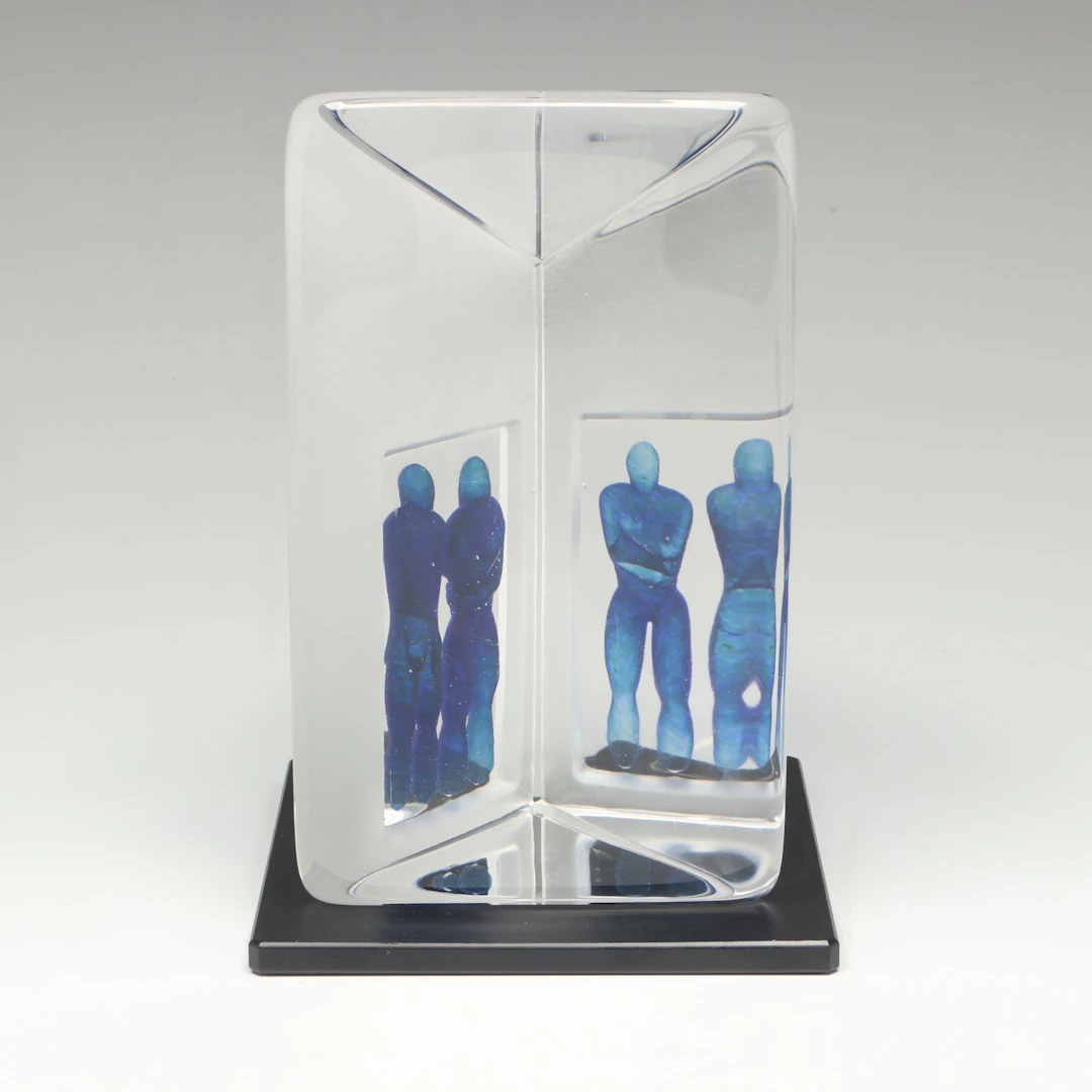 Bertil Vallien for Kosta Boda "Reflections" Crystal Sculpture on Base