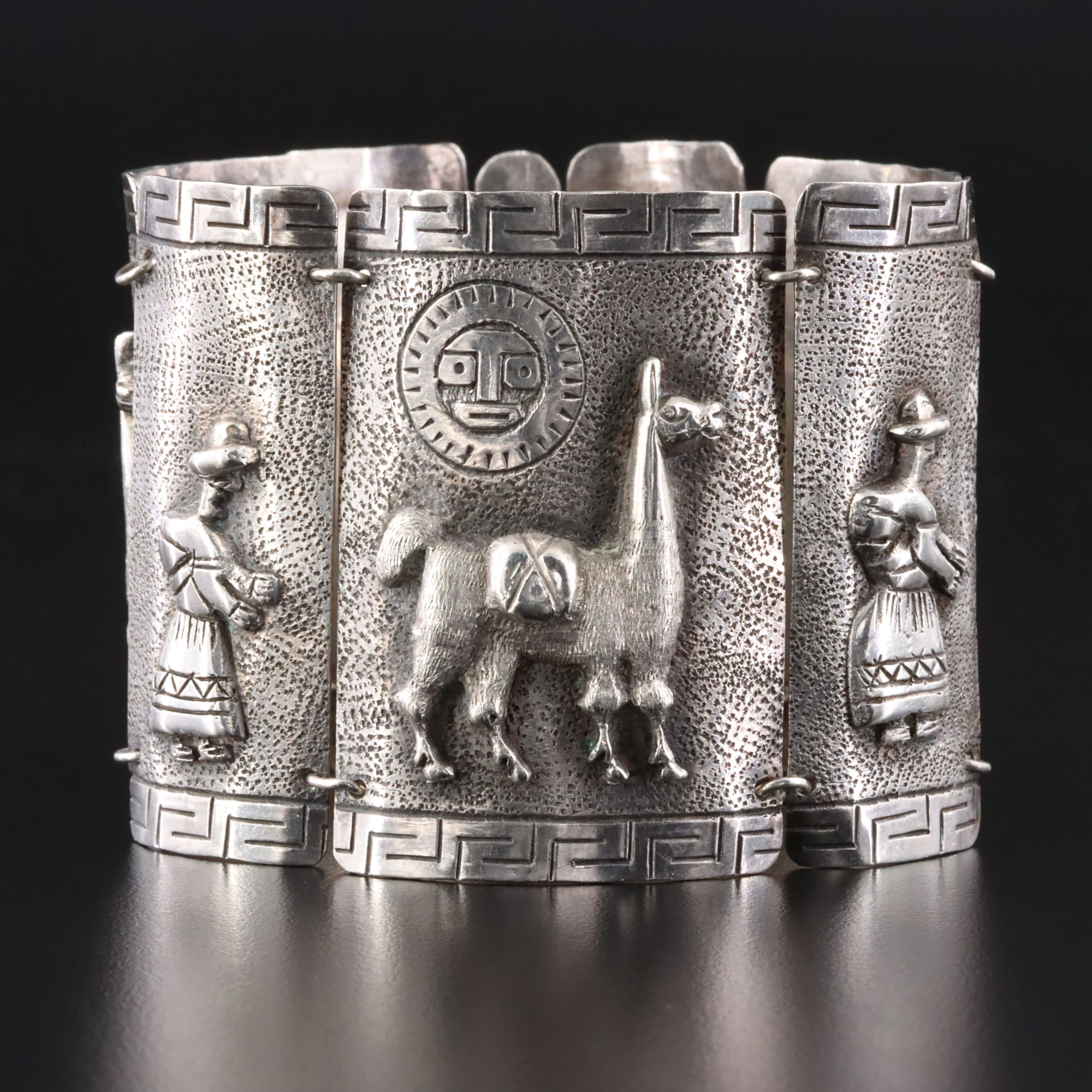South American 900 Silver Panel Storyteller Bracelet