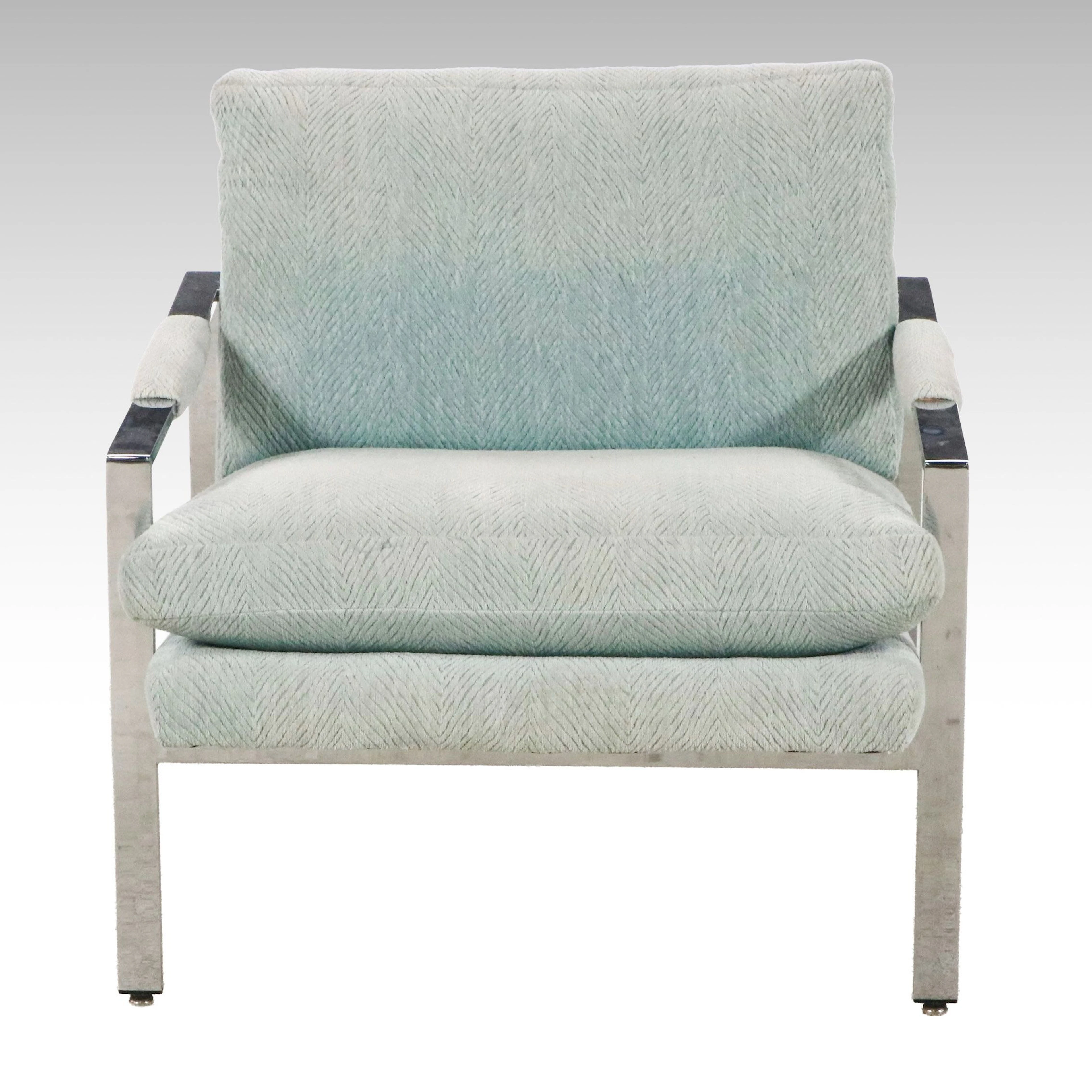 Milo Baughman for Thayer Coggin Flat Bar Chrome Lounge Chair, Mid-20th Century
