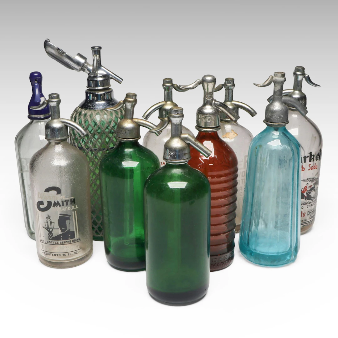 Warren Smith, Gruber, Sparkeeta with Other Glass Seltzer Bottles, Mid-20th C.