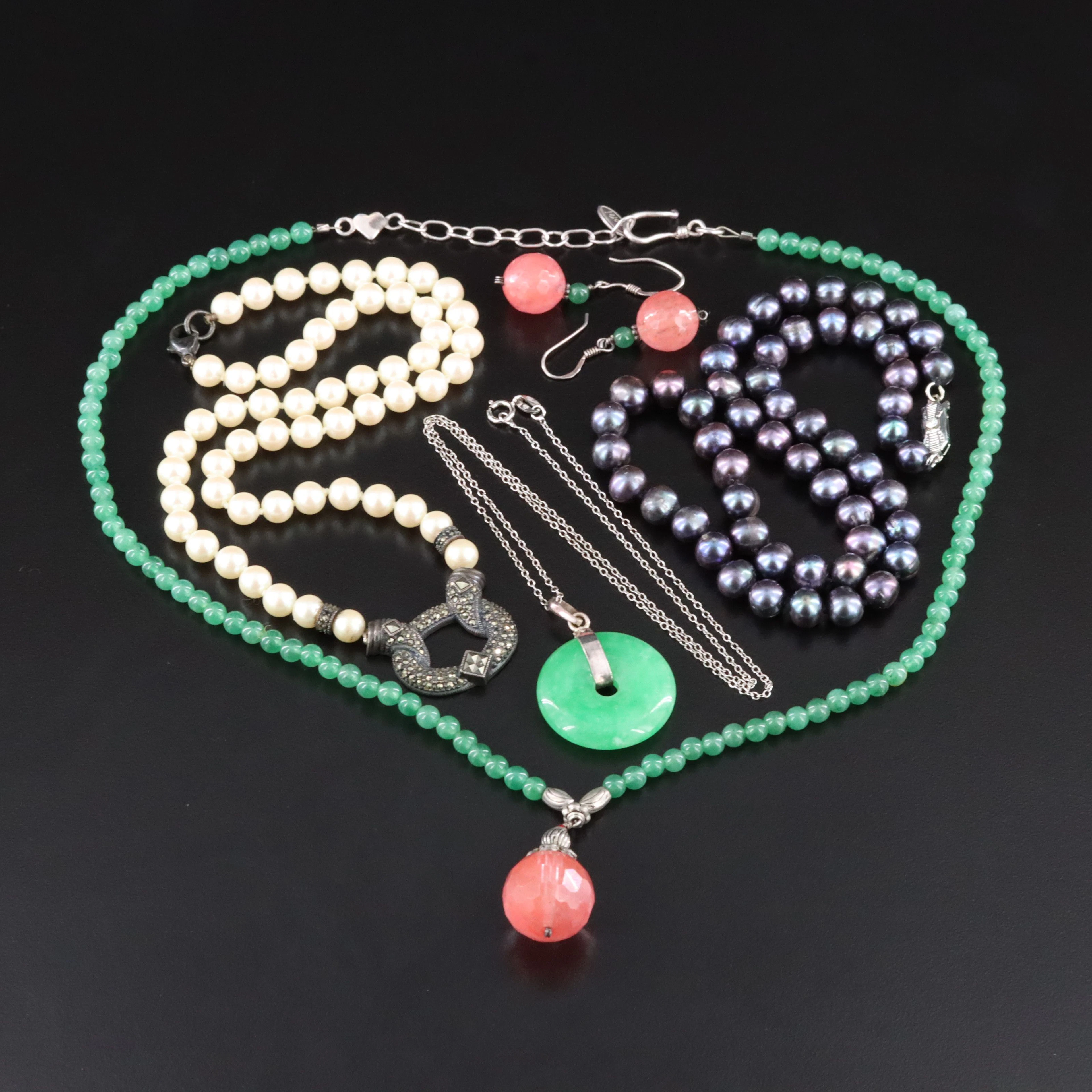 Pearl, Aventurine and Sterling Featured in Necklaces and Earrings