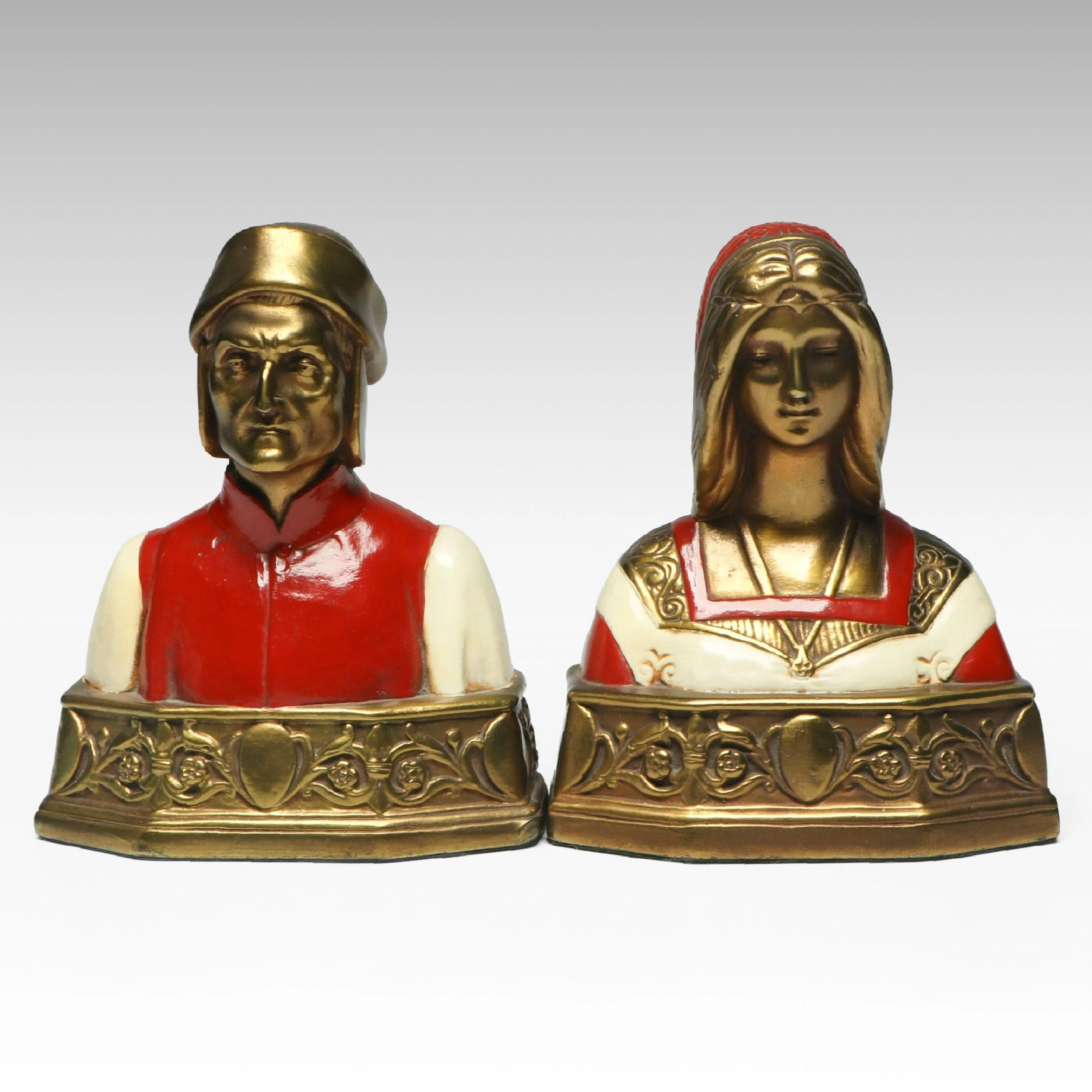Armor Bronze "Dante and Beatrice" Brass Bookends
