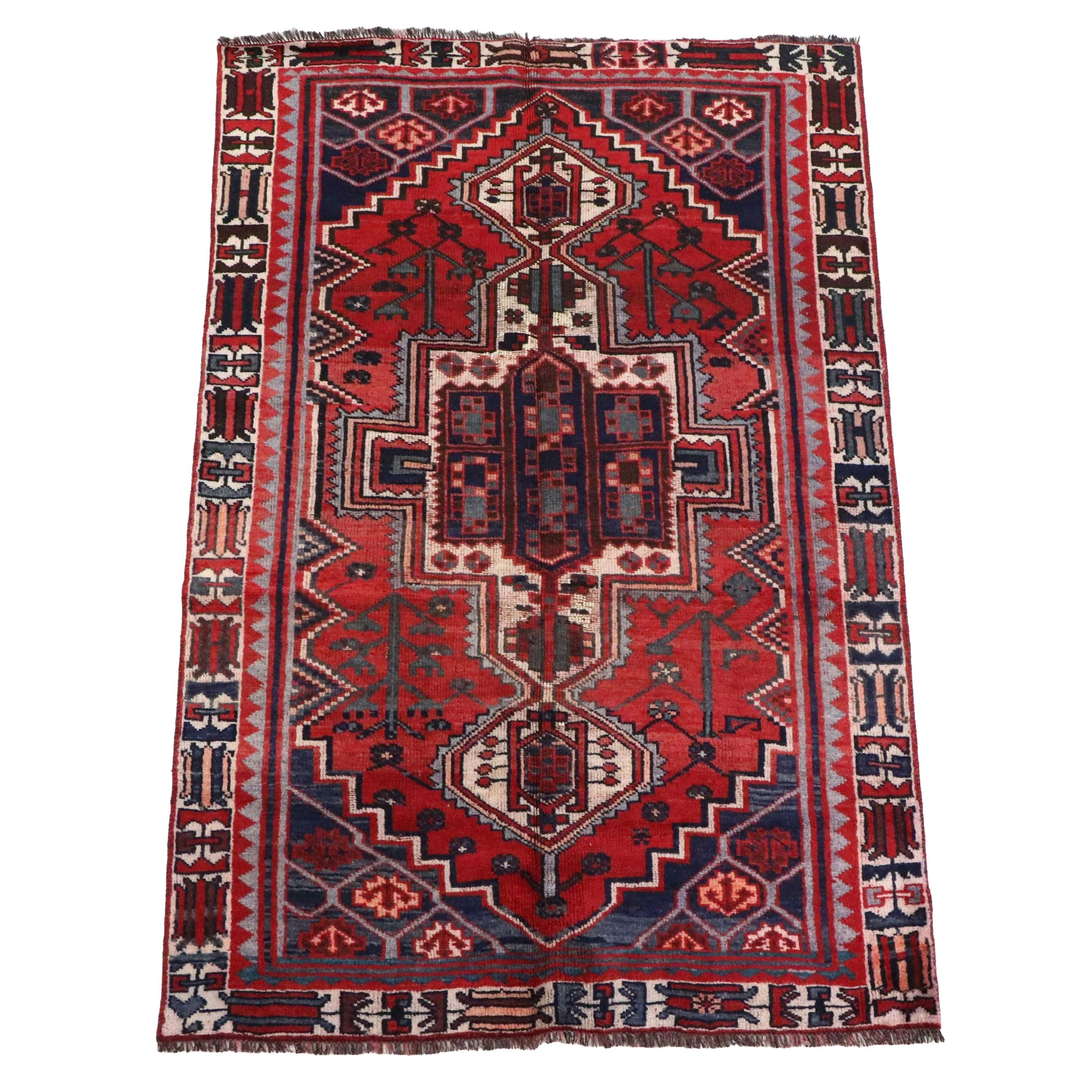 4'11 x 8' Hand-Knotted Persian Qashqai Area Rug