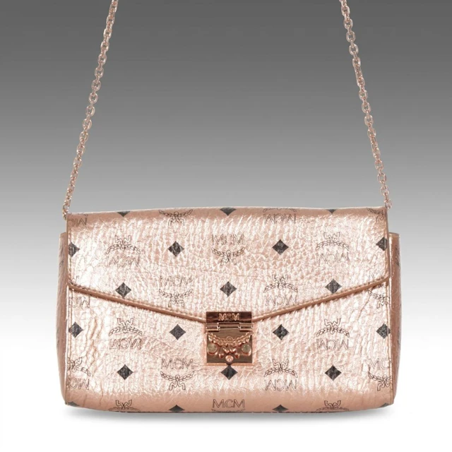 MCM Millie Crossbody Bag in Rose Gold Metallic Visetos Print Canvas
