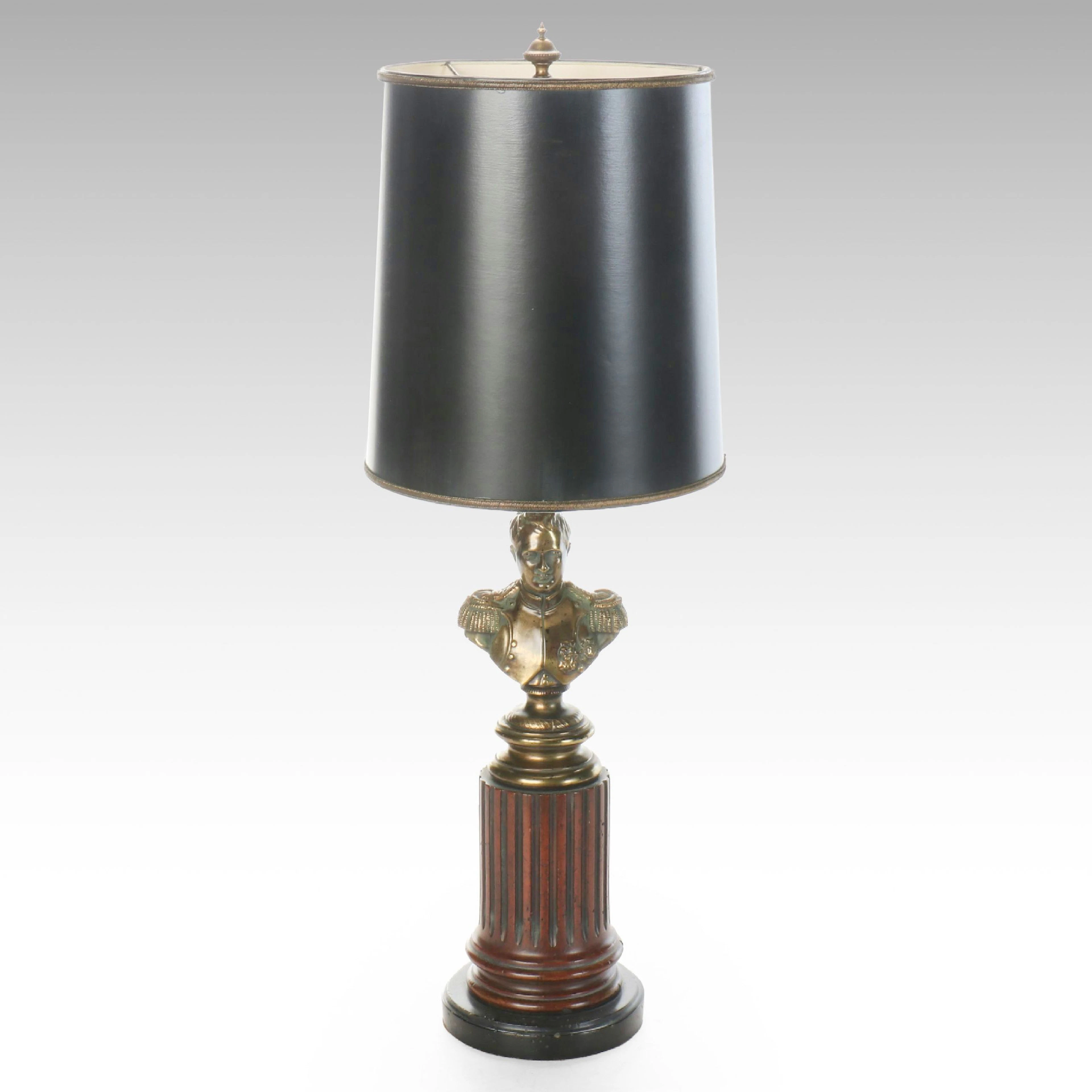 Frederick Cooper Napoleon Brass Table Lamp with Tall Shade