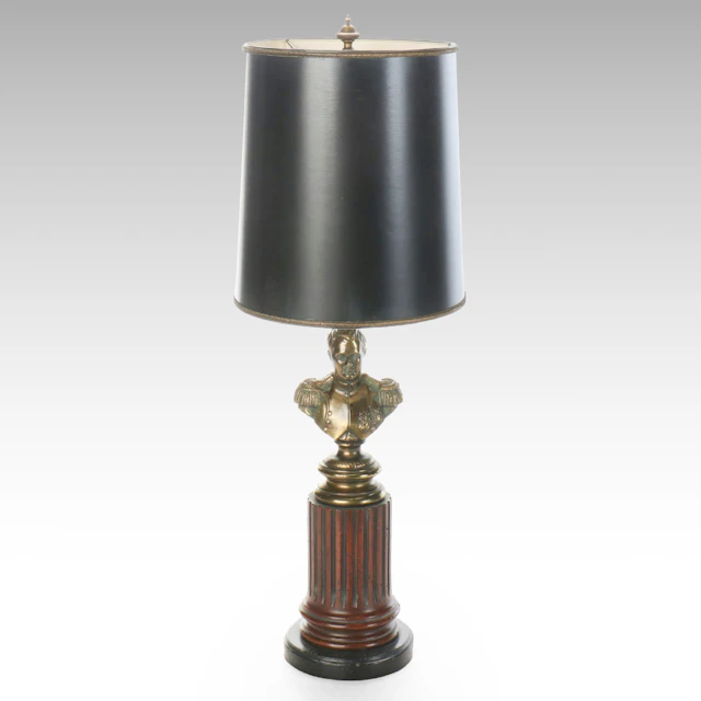 Frederick Cooper Napoleon Brass Table Lamp with Tall Shade