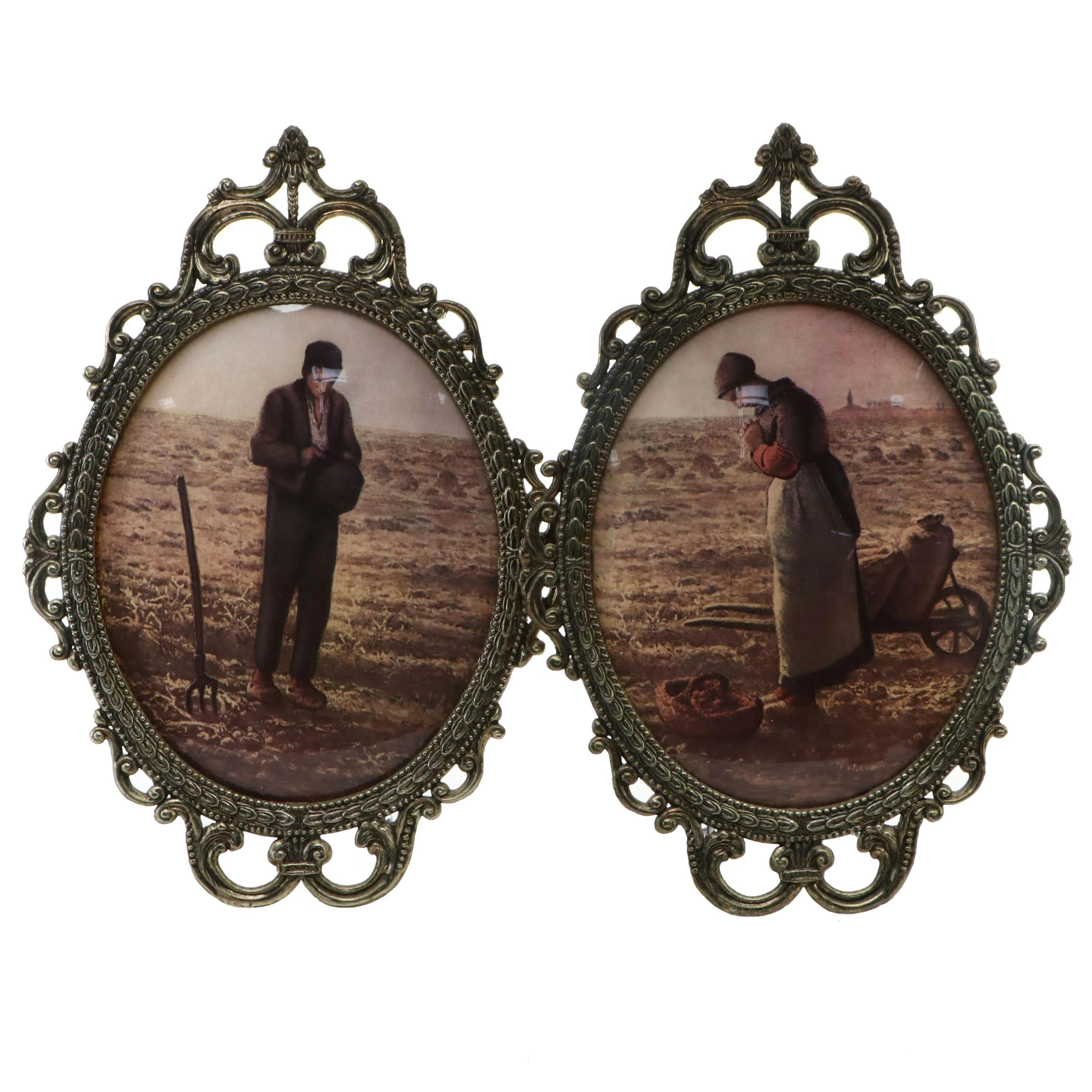 Prints After Jean-François Millet"s "The Angelus", in Convex Glass Frames