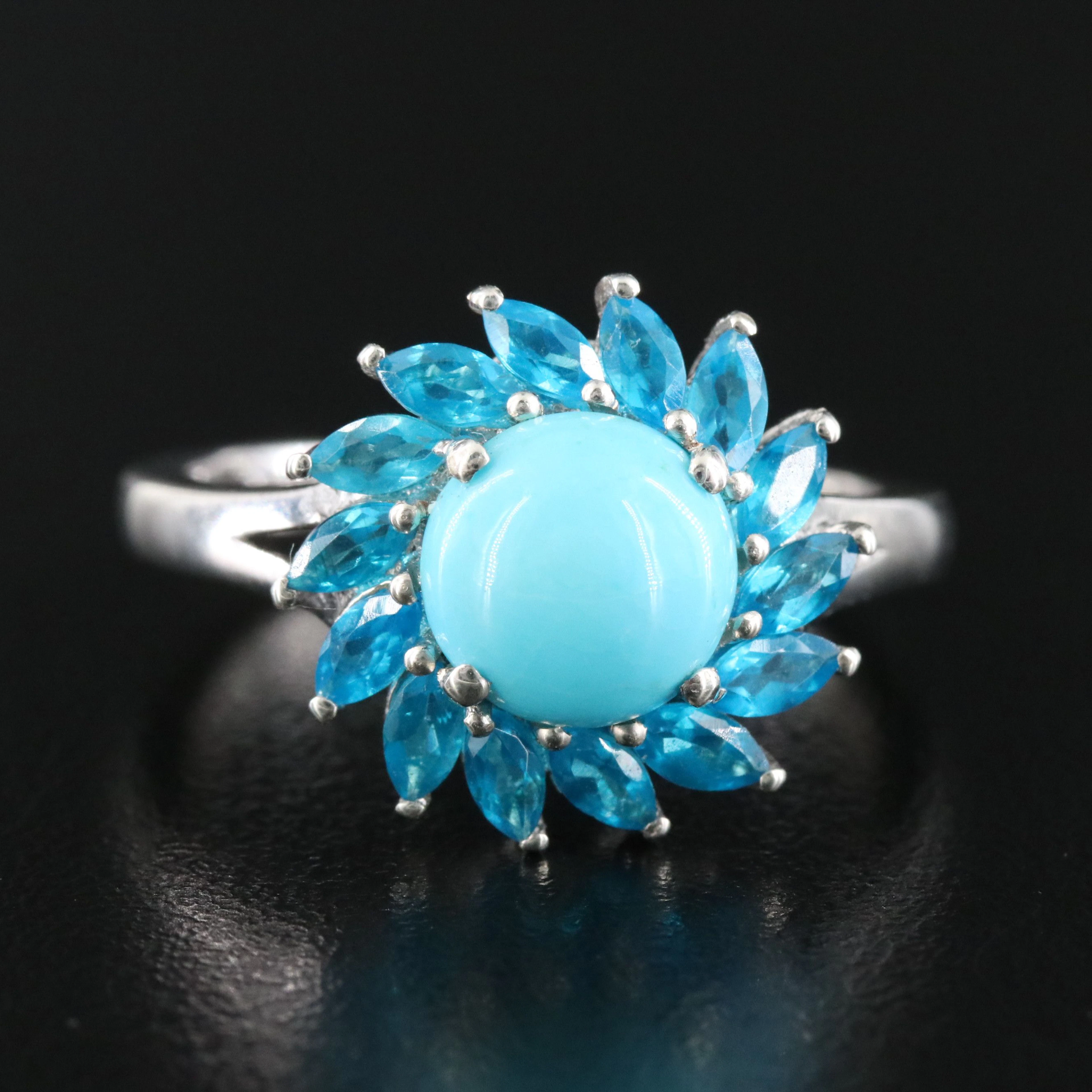 Sterling Ring with Turquoise and Apatite