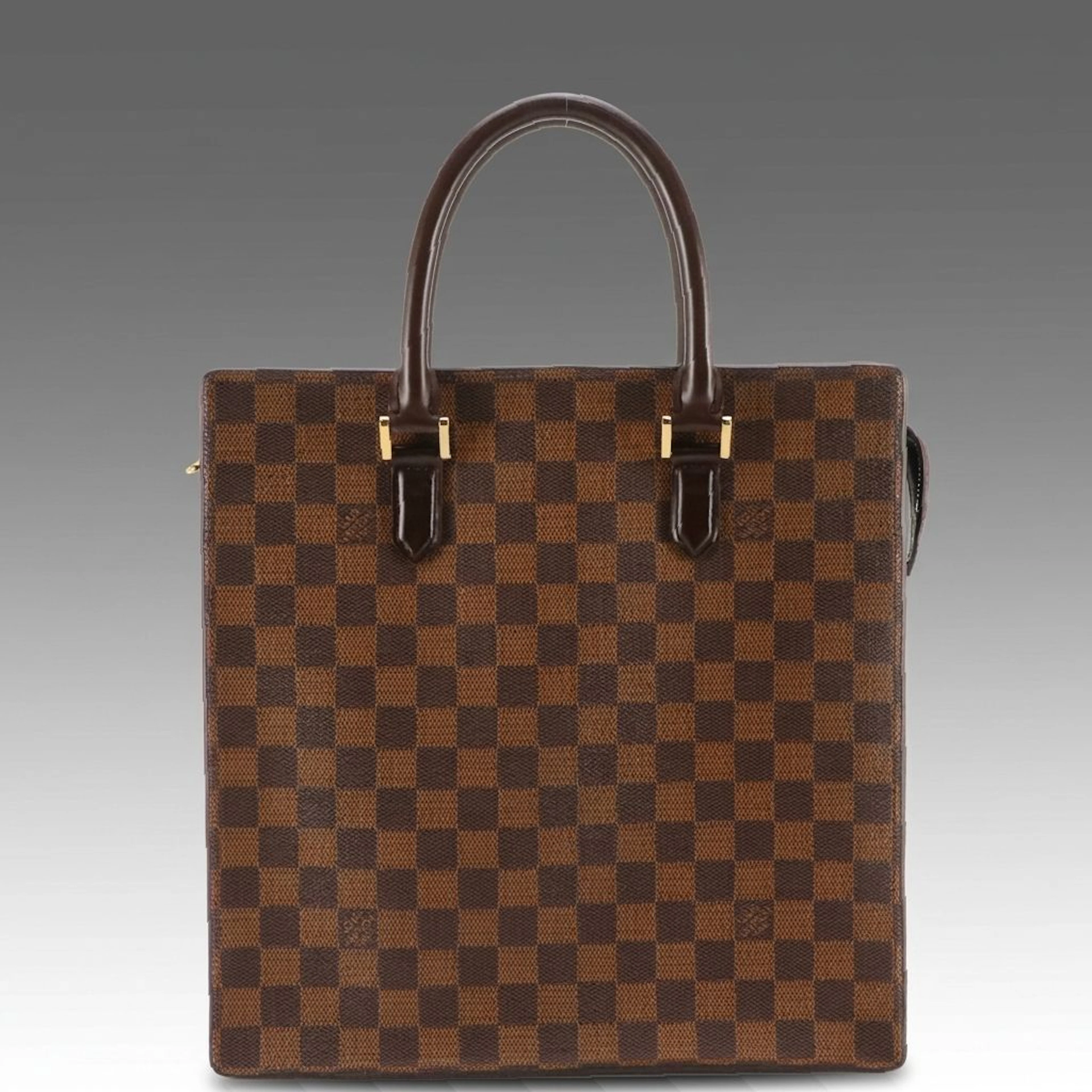Louis Vuitton Venice PM Top Handle Zip Tote Bag in Damier Ebene Canvas
