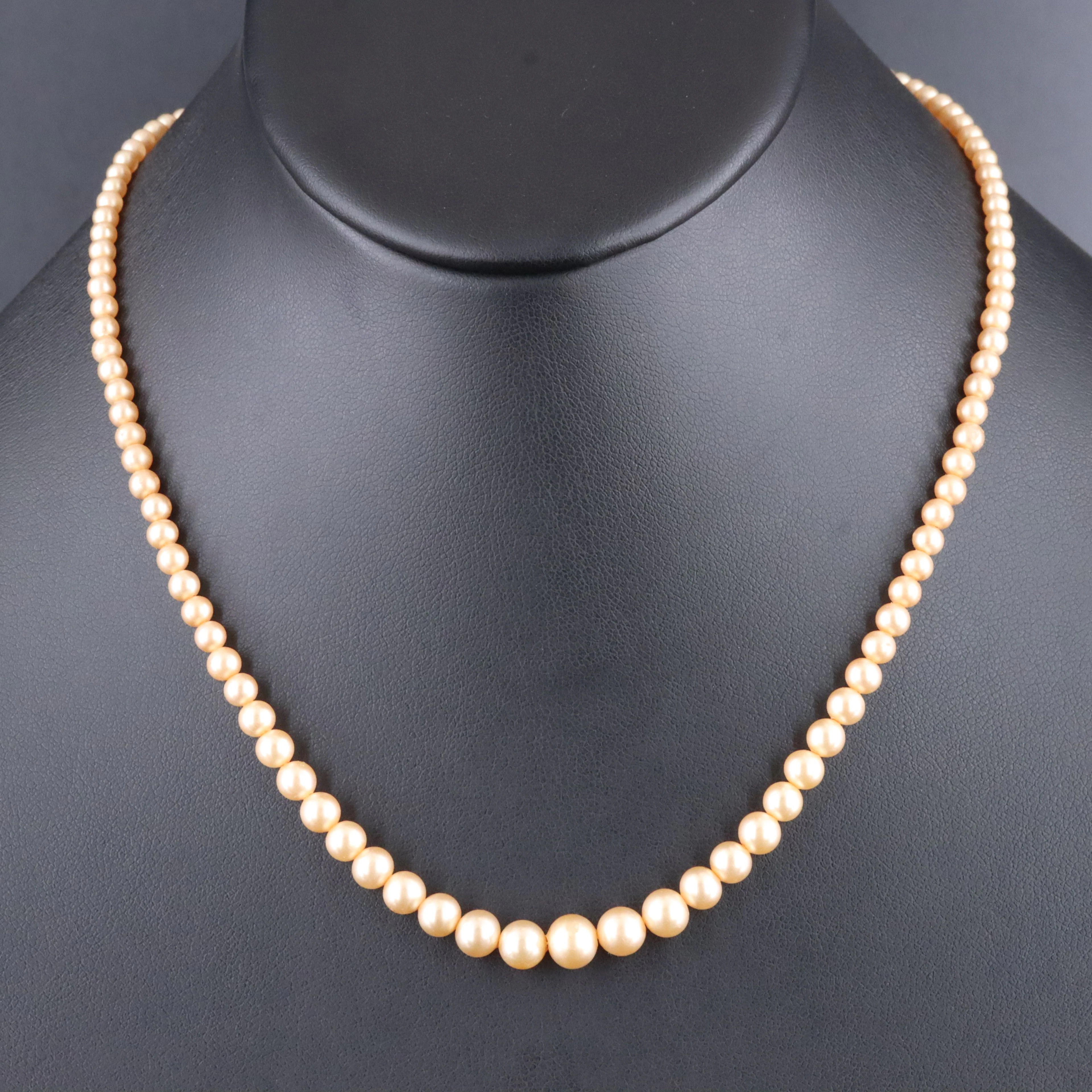 Graduated Faux Pearl Necklace with Sterling Clasp