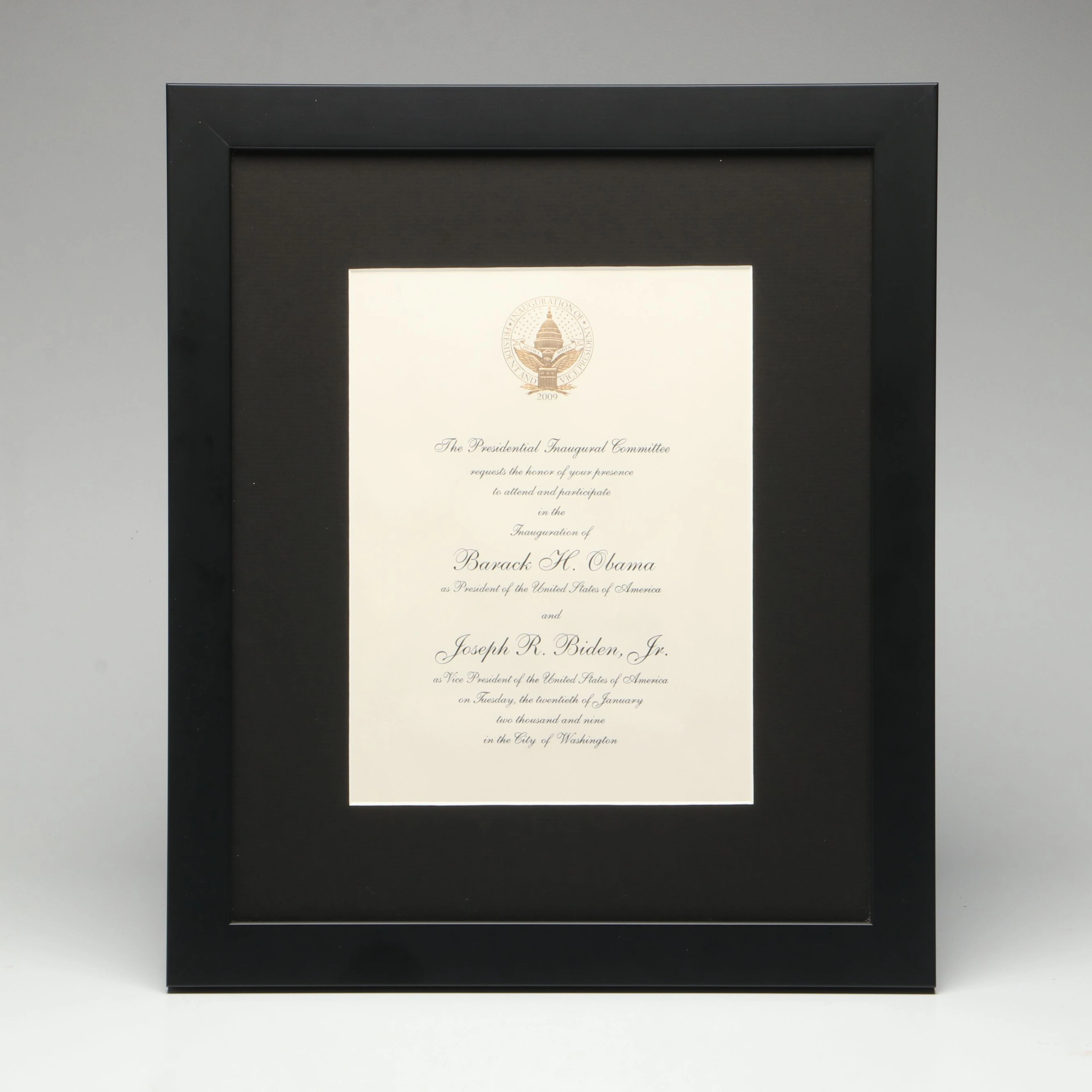 Barack Obama and Joe Biden Inauguration Invitation