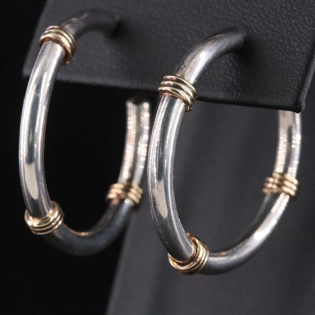 Tiffany & Co. Sterling Coil Hoop Earrings with 14K Accents